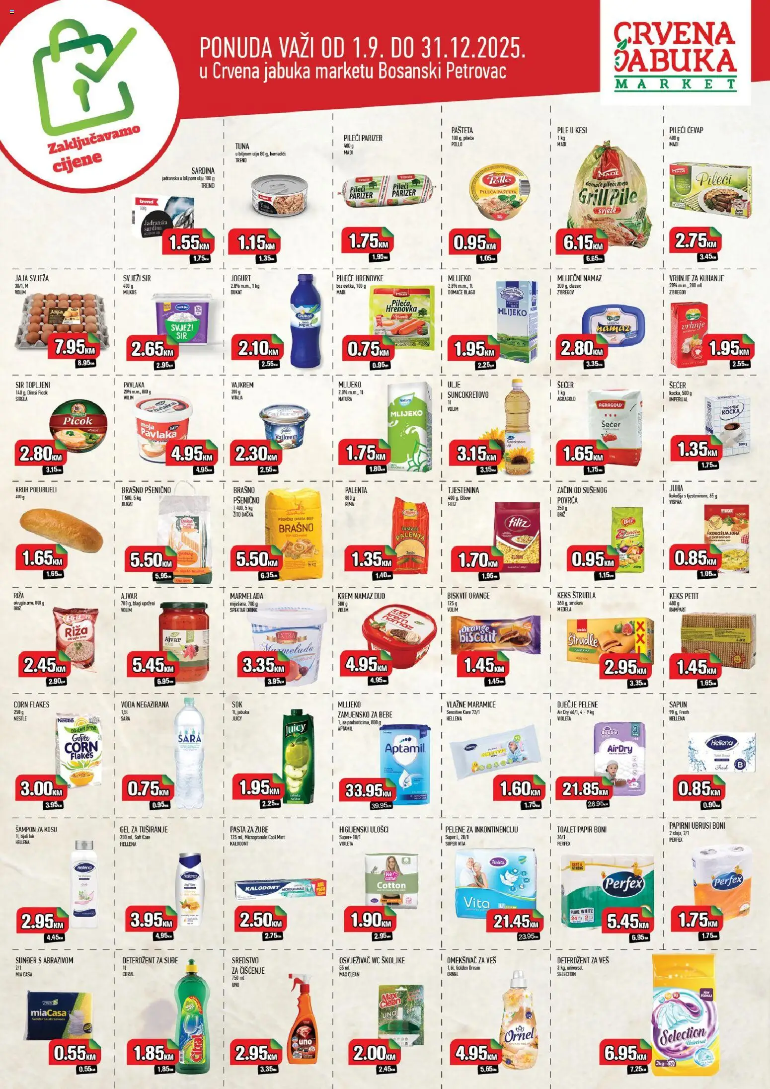 Pregled letka Zaključavamo cijene trgovine Crvena jabuka vrijedi od 2025.09.01