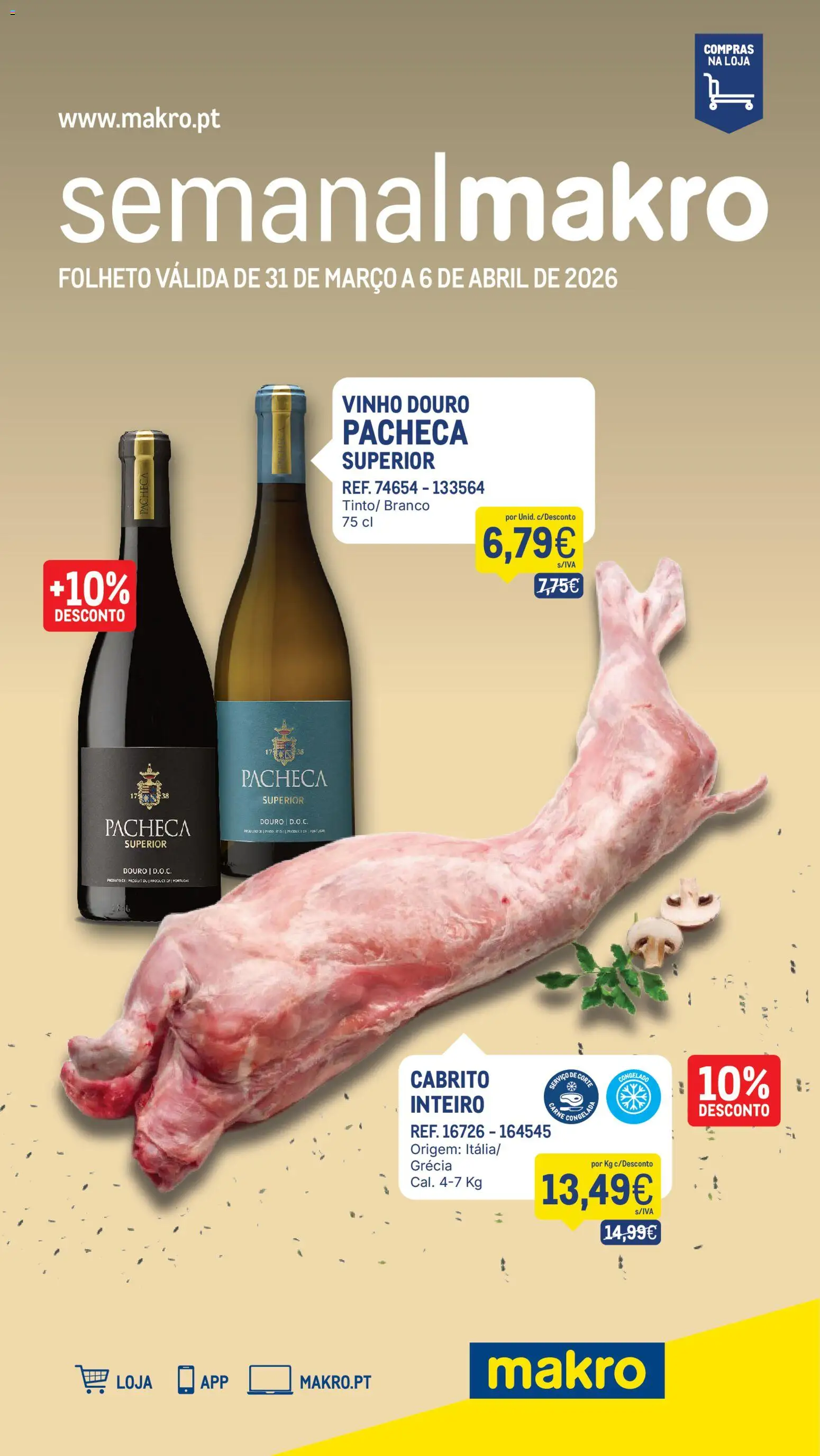 Pré-visualização do folheto da loja Makro válida a partir de 31/03/2026 - Vinho, Carne, Cabrito