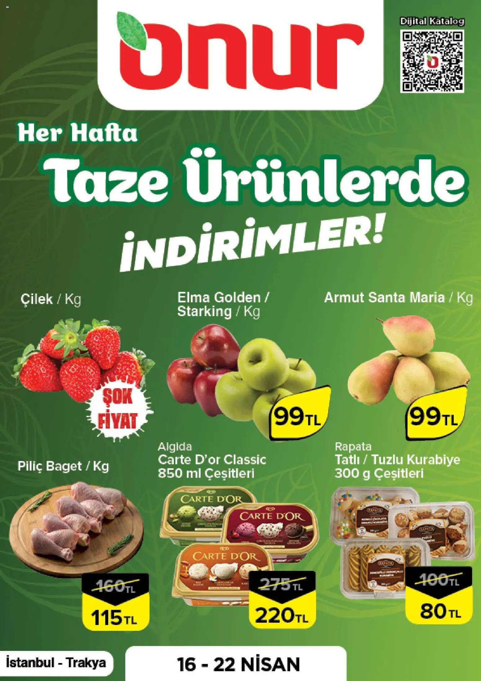 Onur Market Onur Market - Taze Ürünlerde İndirimler - İstanbul & Trakya 16.04.2026 - Broşürünün önizlemesi