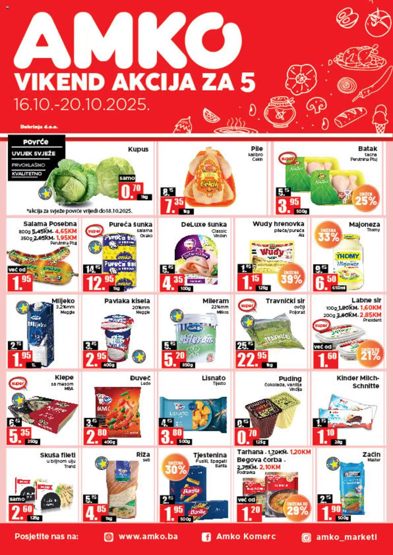 Pregled letka Vikend akcije trgovine AMKO vrijedi od 2025.10.16