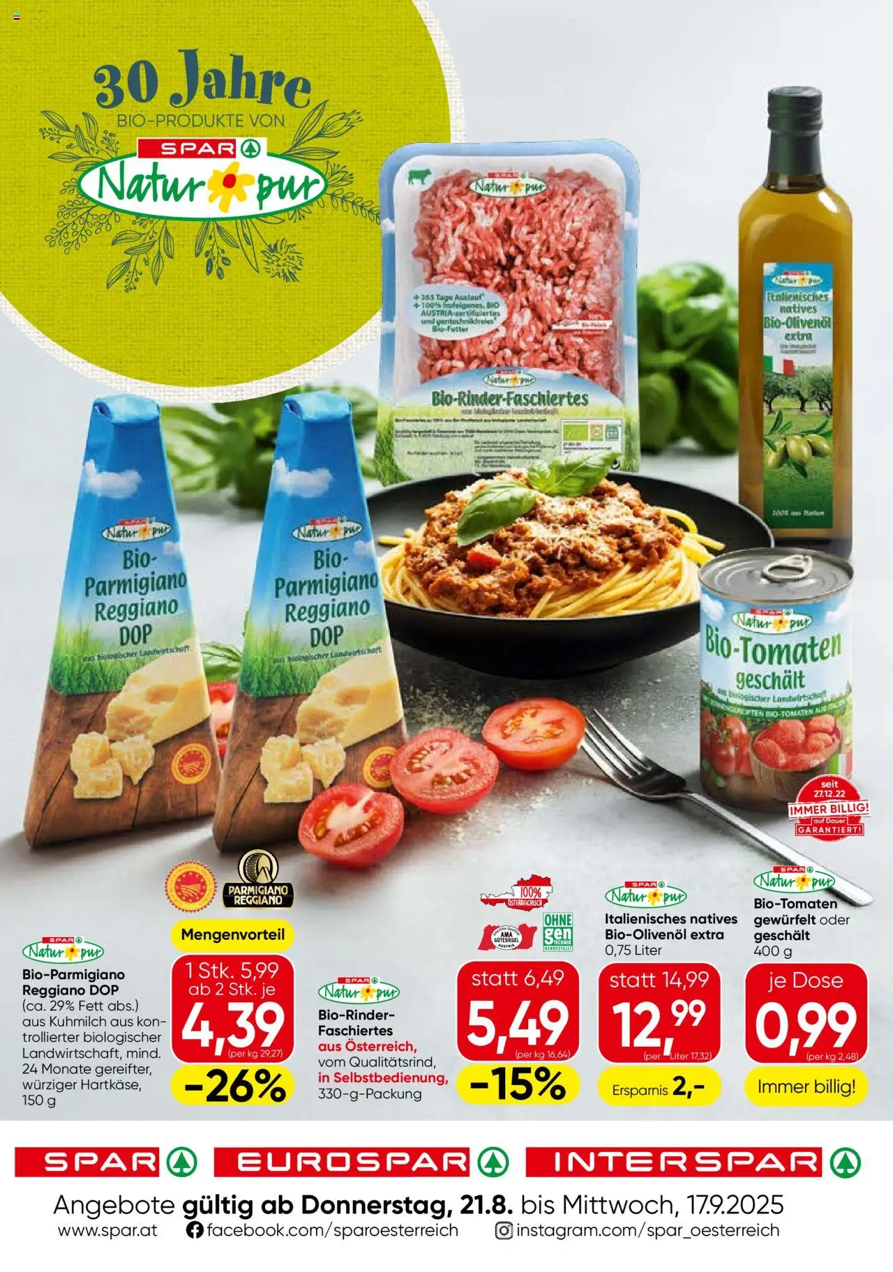  SPAR Flugblatt 21.08.2025 - Prospekt "Wien Natur*pur " - Seite 1
