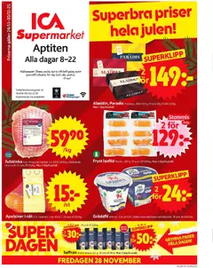 Förhandsgranska reklamblad Aktuella reklamblad ICA Supermarket från butik ICA Supermarket gäller från 24/11/2025