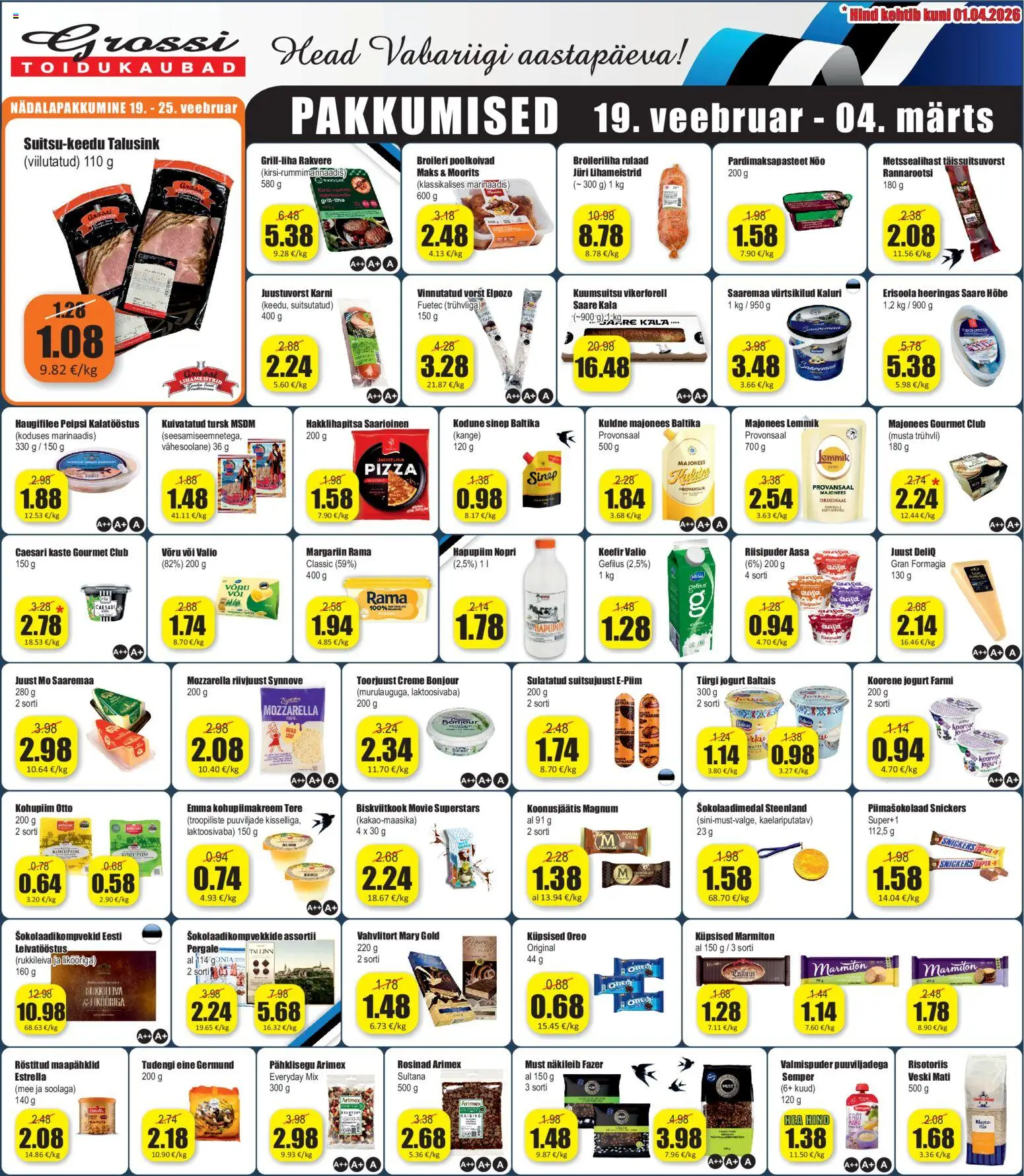 Grossi Toidukaubad kliendilehe eelvaade alates 19.02.2026