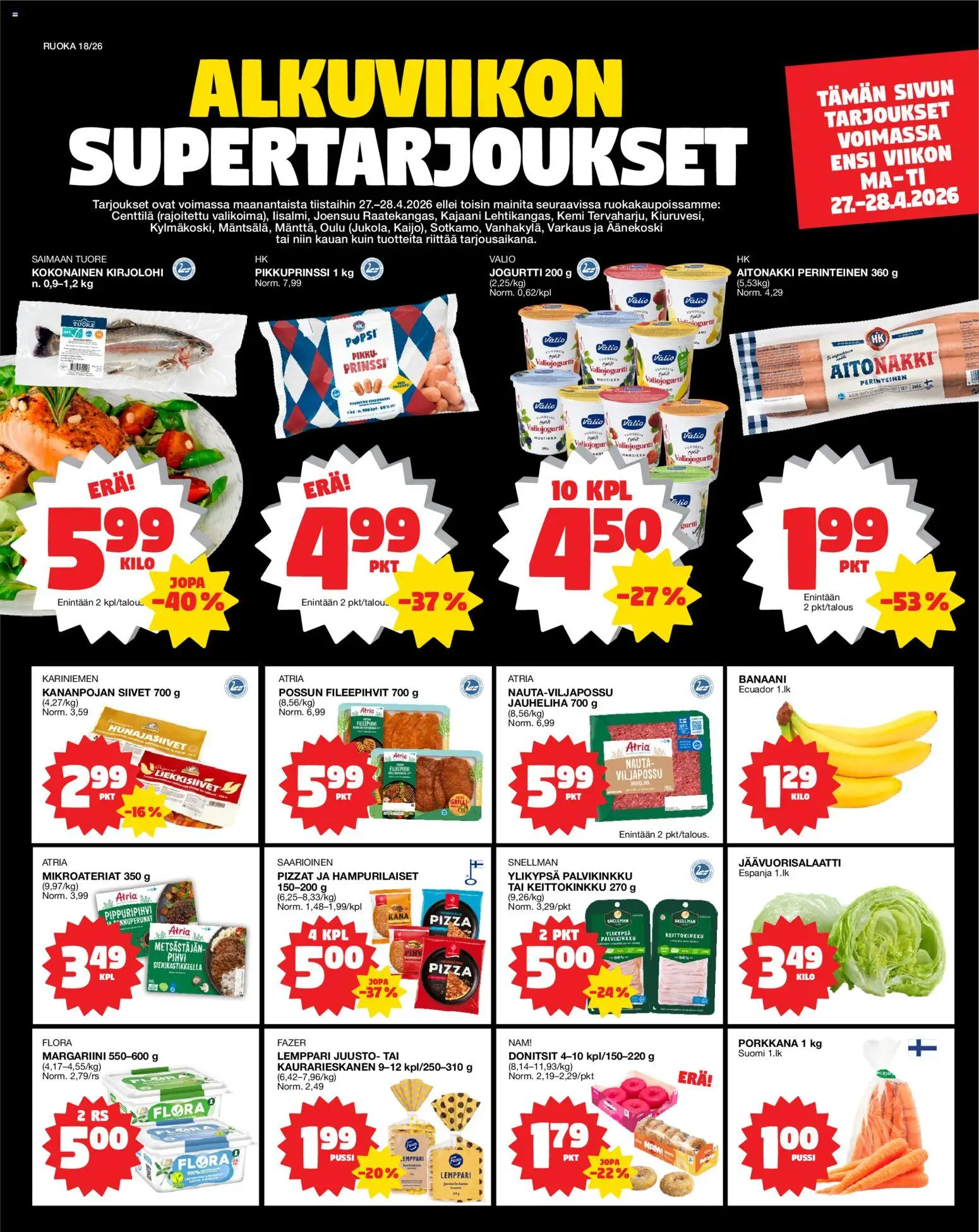 Kaupan Tokmanni Tokmanni ruokatarjoukset esikatselu, voimassa 27/04/2026