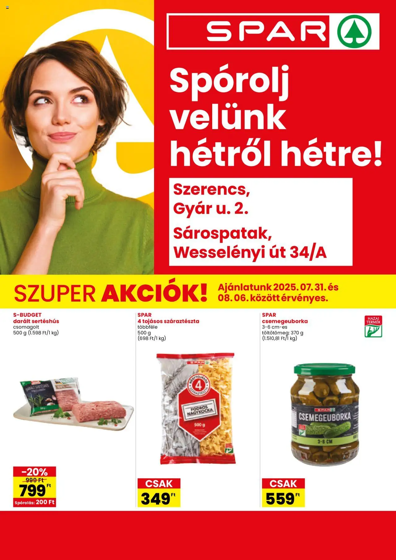 Spar aktuális szórólap, érvényes 2025.07.31.-től - 1 oldal