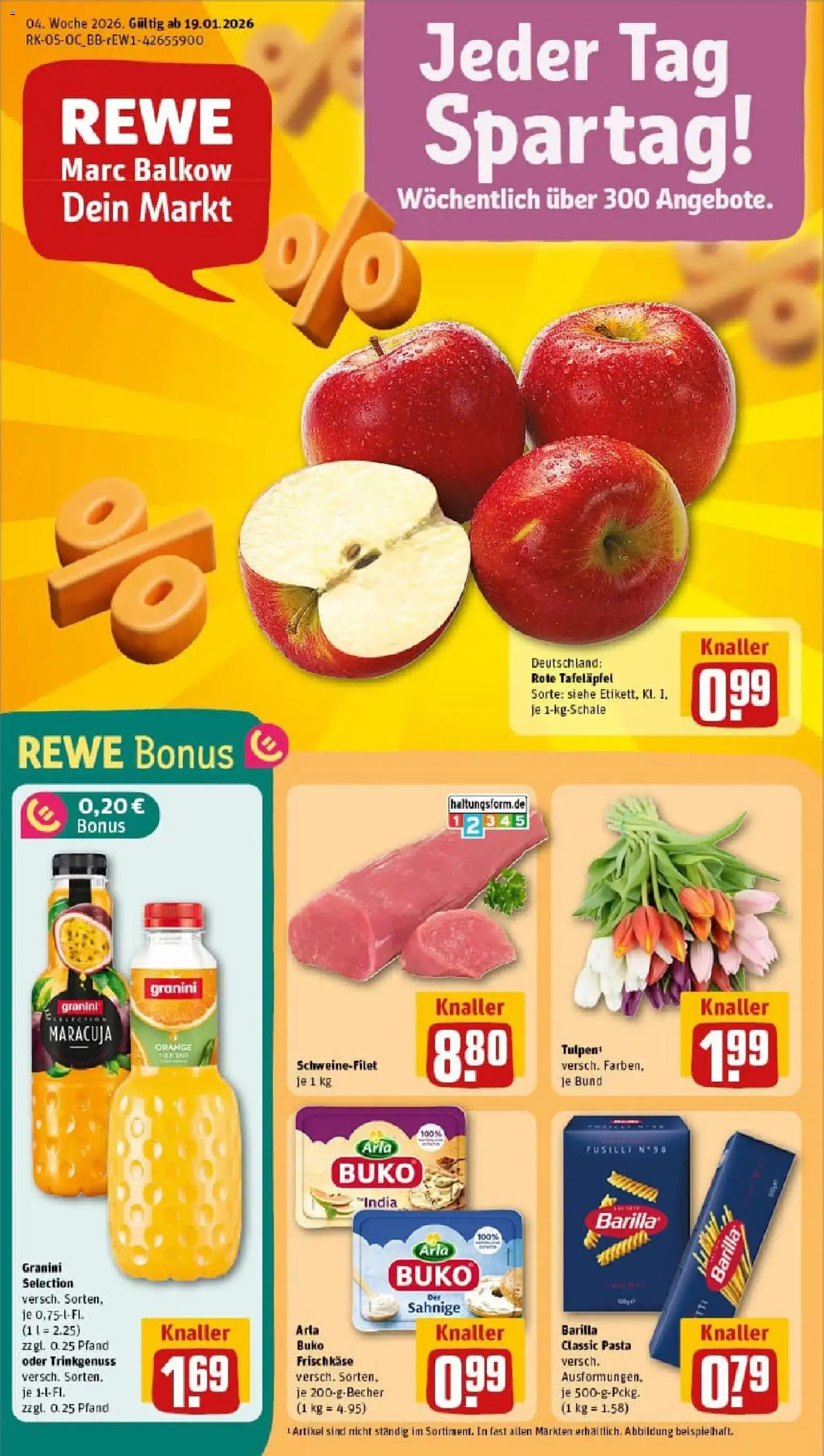 Vorschau von dem Prospekt des Geschäftes Rewe, gültig ab dem 18.01.2026 - Pasta, Schweinefilet, Barilla, Granini, Arla buko, Frischkase