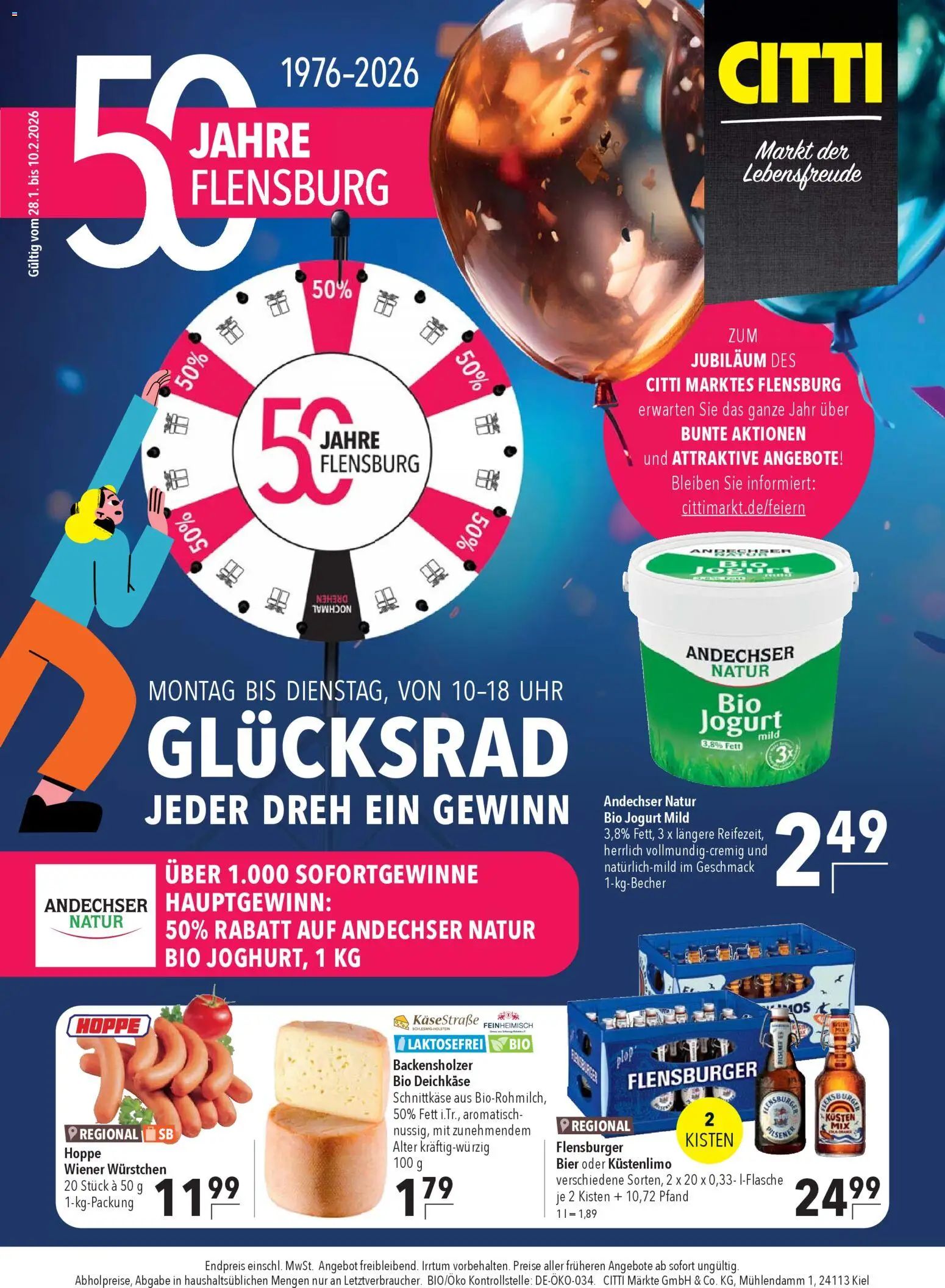 Vorschau von dem Prospekt des Geschäftes CITTI Markt, gültig ab dem 28.01.2026 - Uhr, Flensburger, Bier, Wiener wurstchen