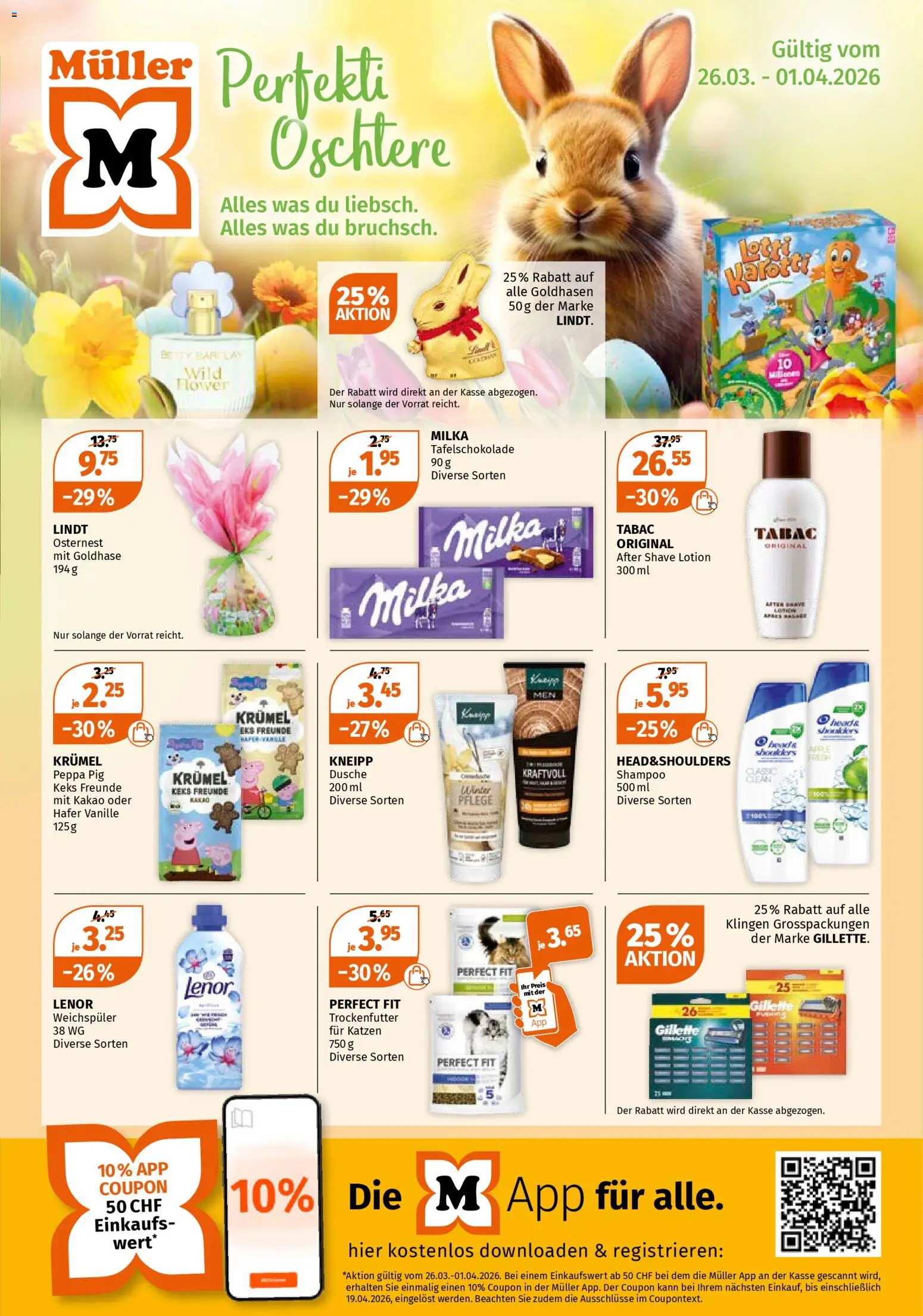 Vorschau des Merkblatts Müller aktionen vom Shop Müller gültig von 26.03.2026 bis 01.04.2026 - Apple, Shampoo, Dusche, Vanille, Weichspüler, Shower Gel