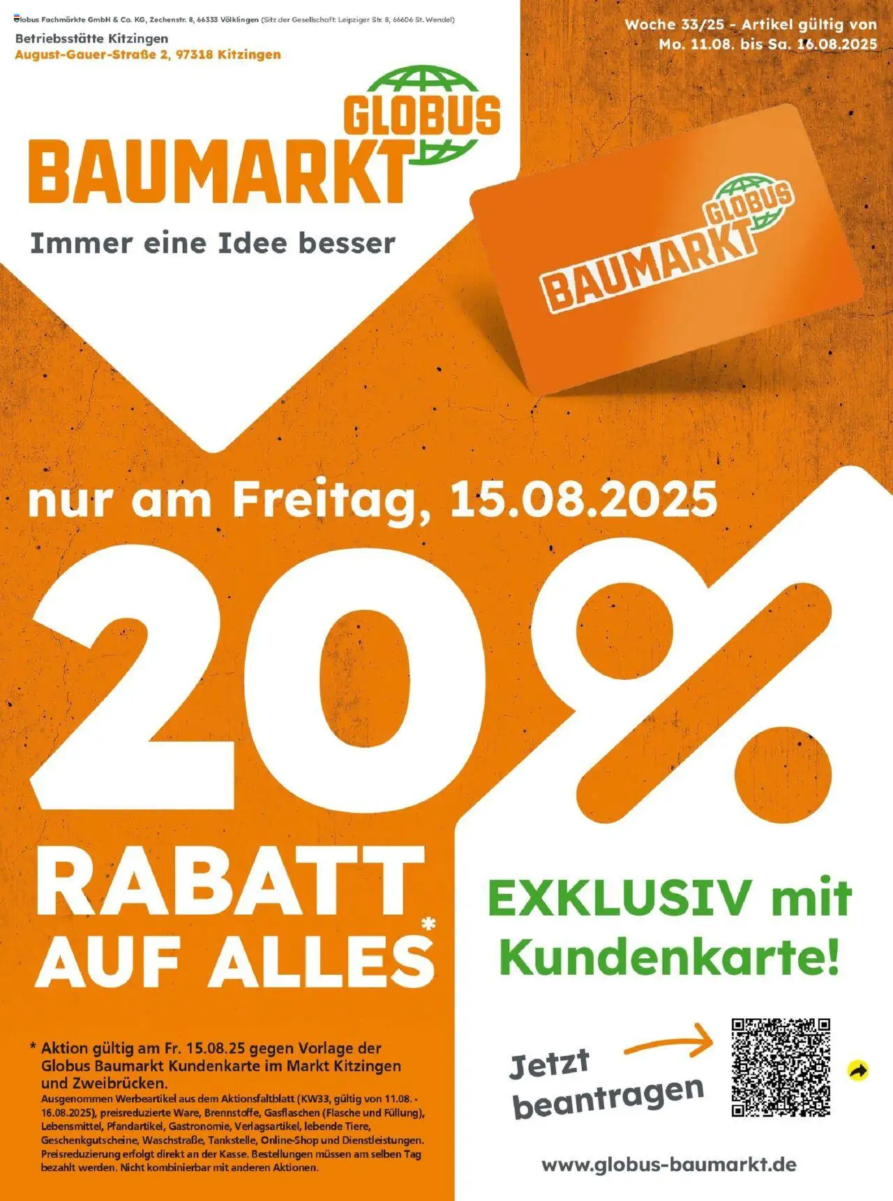 Globus Baumarkt Prospekt Kitzingen (vom 10.08.2025 - 16.08.2025)