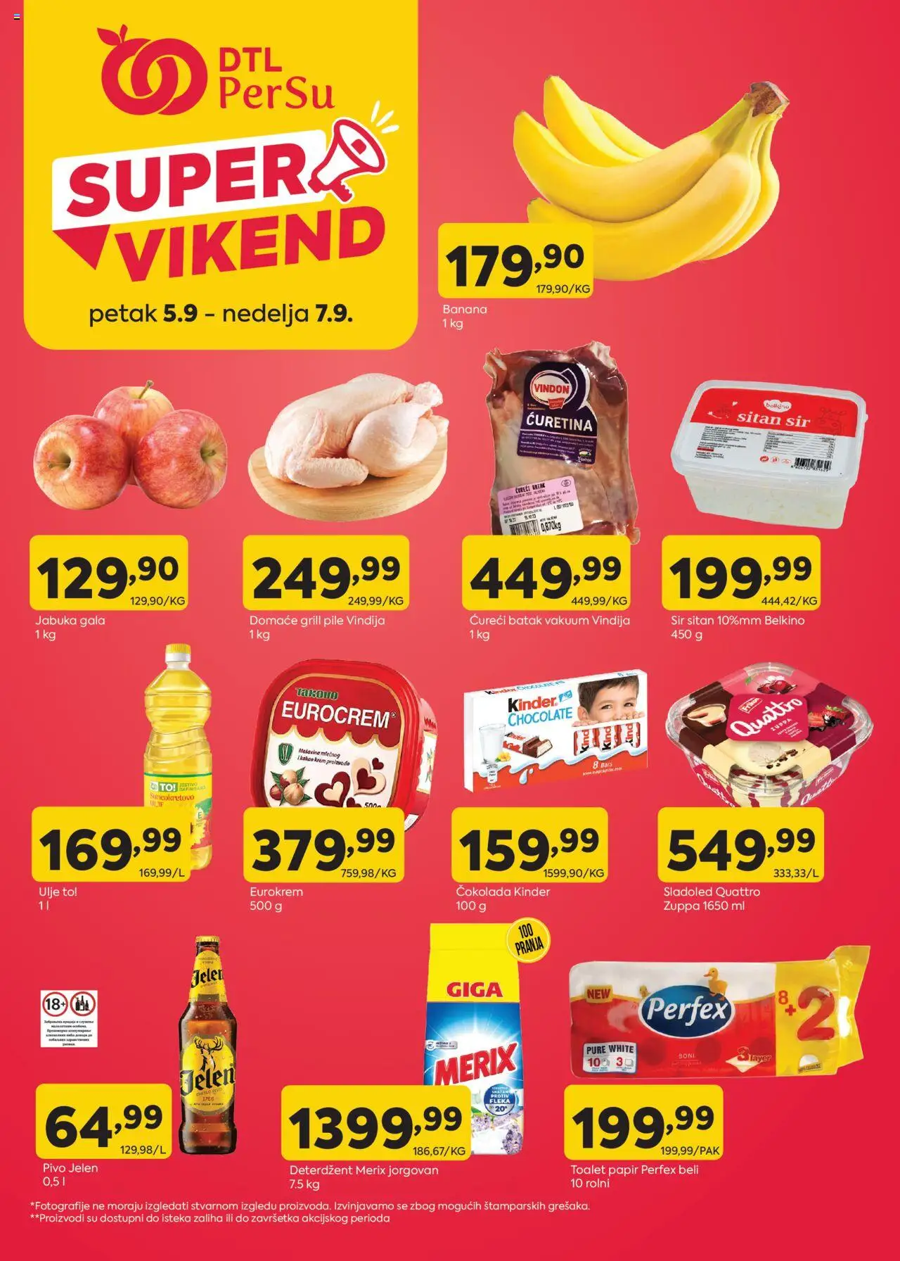 PerSu katalog važi od 05.09.2025 - stranica 1 - Sladoled, Banana, Pivo, Kakao, Krem, Sitan sir, Toalet papir, Ćureći batak