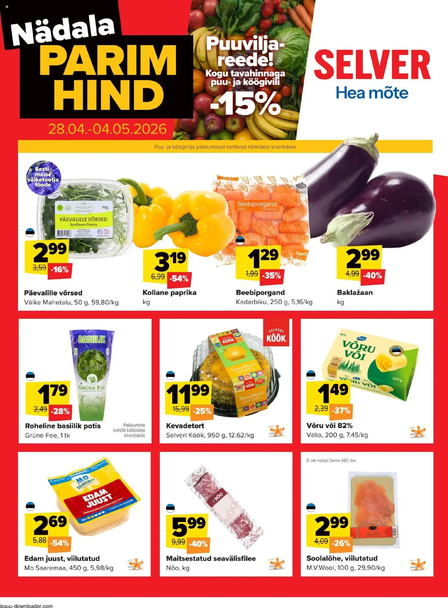 Selver kliendilehe eelvaade alates 28.04.2026