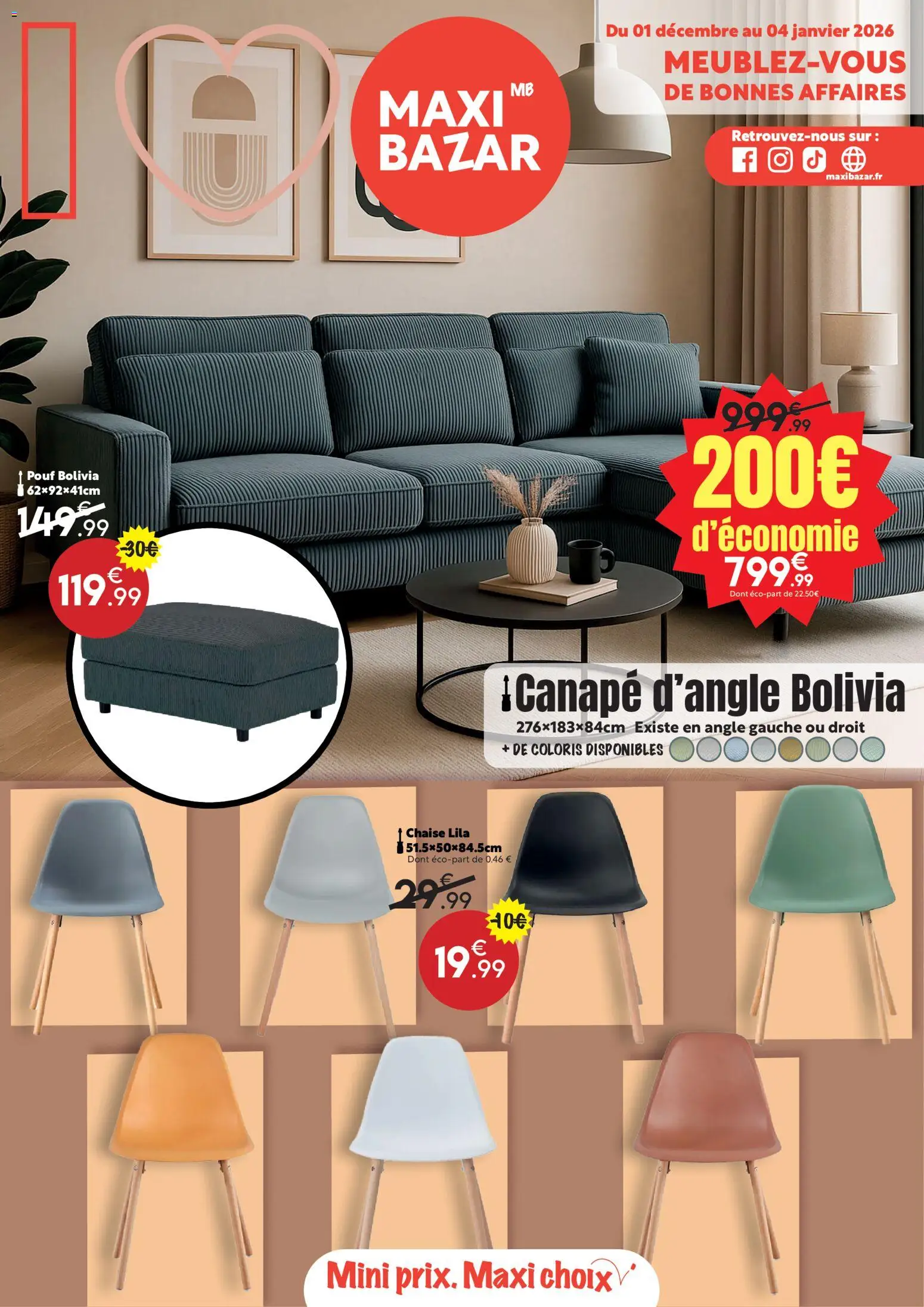 Prévisualisation de Catalogue mobilier Maxi Bazar du magasin Maxi Bazar formulaire valide 01/12/2025
