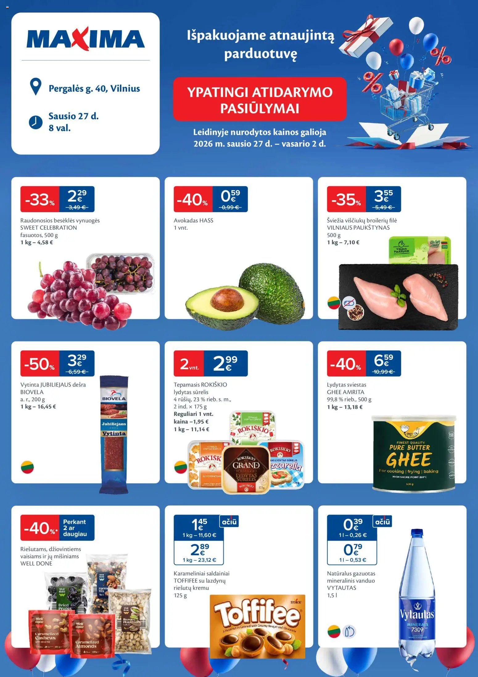 MAXIMA parduotuvės leidinio Leidinys - Ypatingi atidarymo pasiūlymai galiojančio nuo 2026.01.27 peržiūra