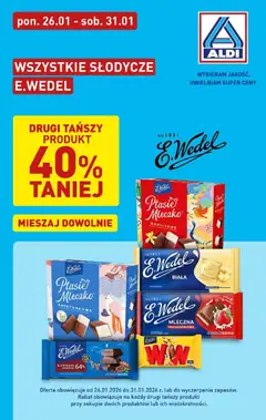 Pogląd gazetki "Słodycze E.Wedel taniej" ze sklepu Aldi ważnej od 26.01.2026