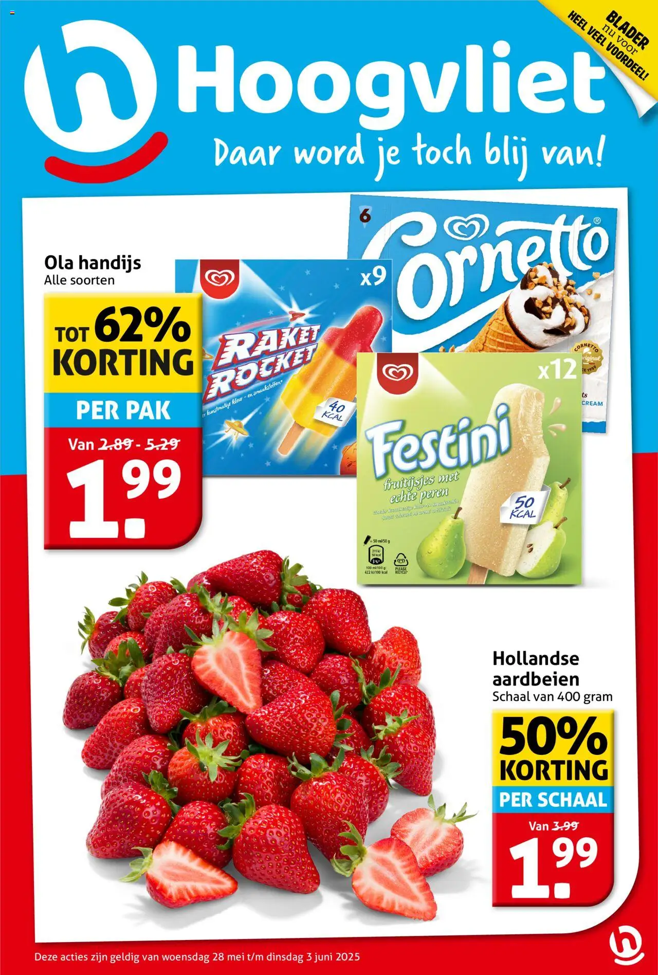 Hoogvliet shop Folder geldig vanaf 28-05-2025 - Paginanummer 1 - Aardbeien, Schaal, Peren