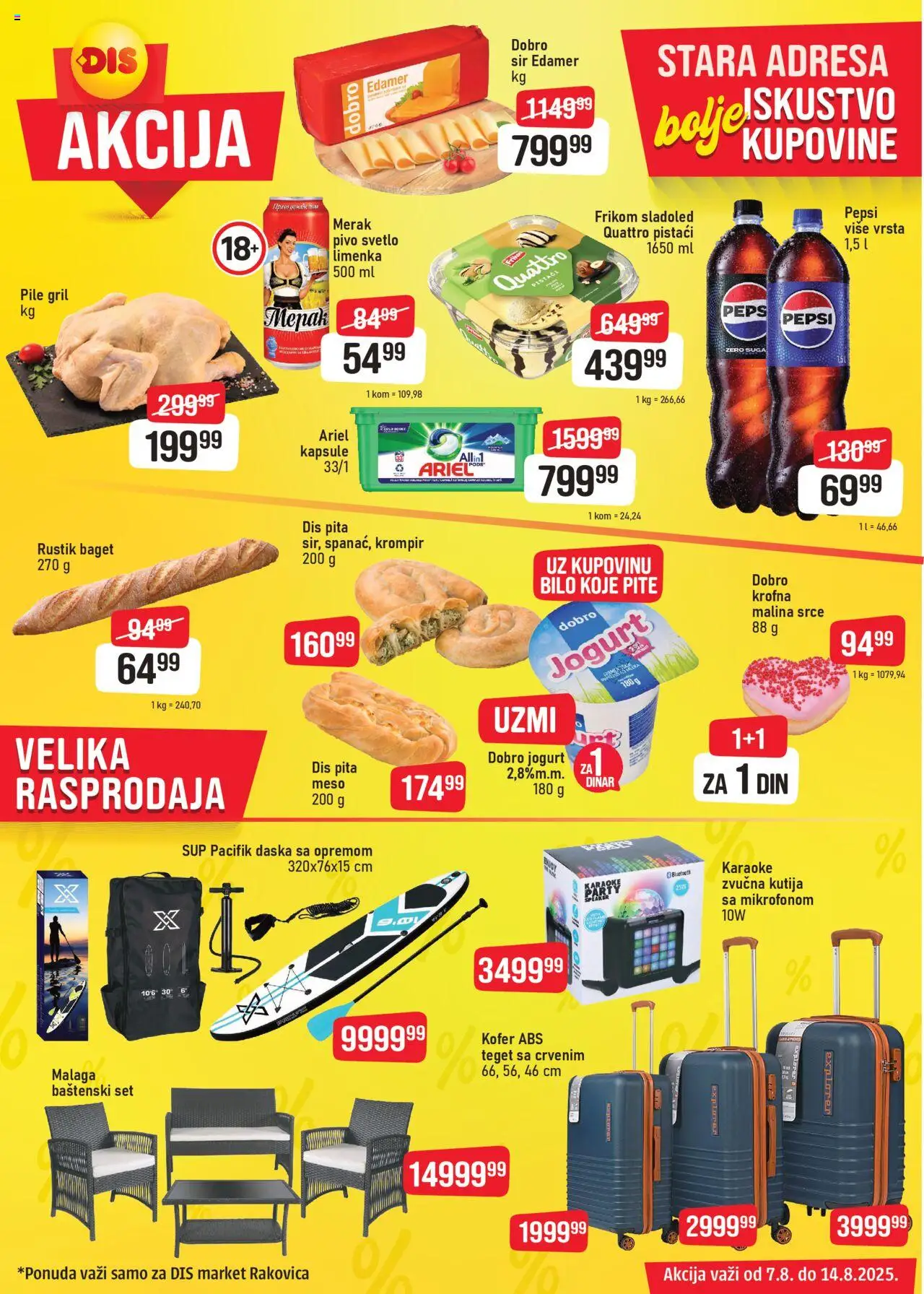 DIS katalog važi od 07.08.2025 - stranica 1 - Pivo, Krompir, Pile, Pepsi, Meso, Baget, Krofna, Kapsule