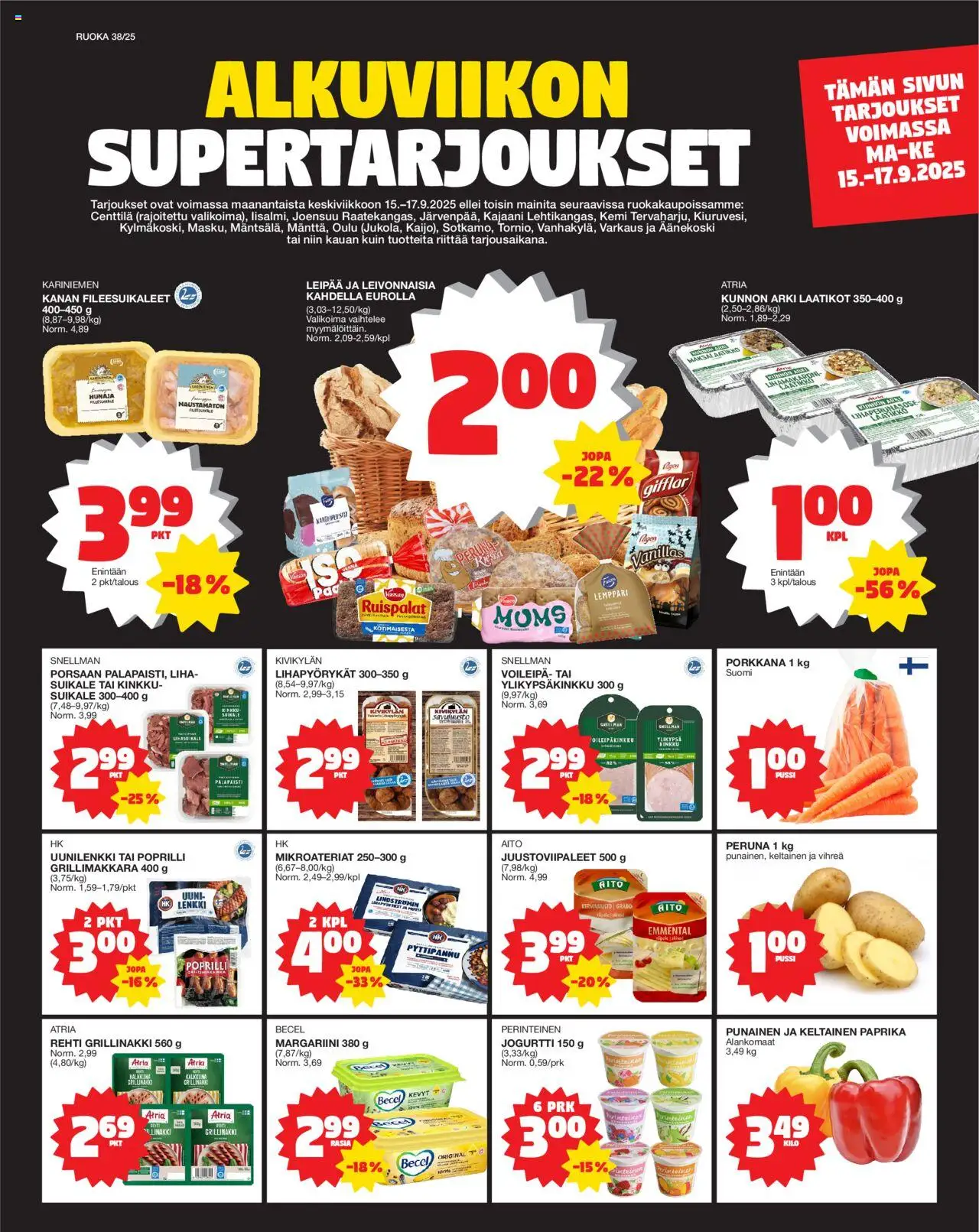 Tokmanni-kaupan Ruokatarjoukset voimassa 15/09/2025 - Sivulla 1