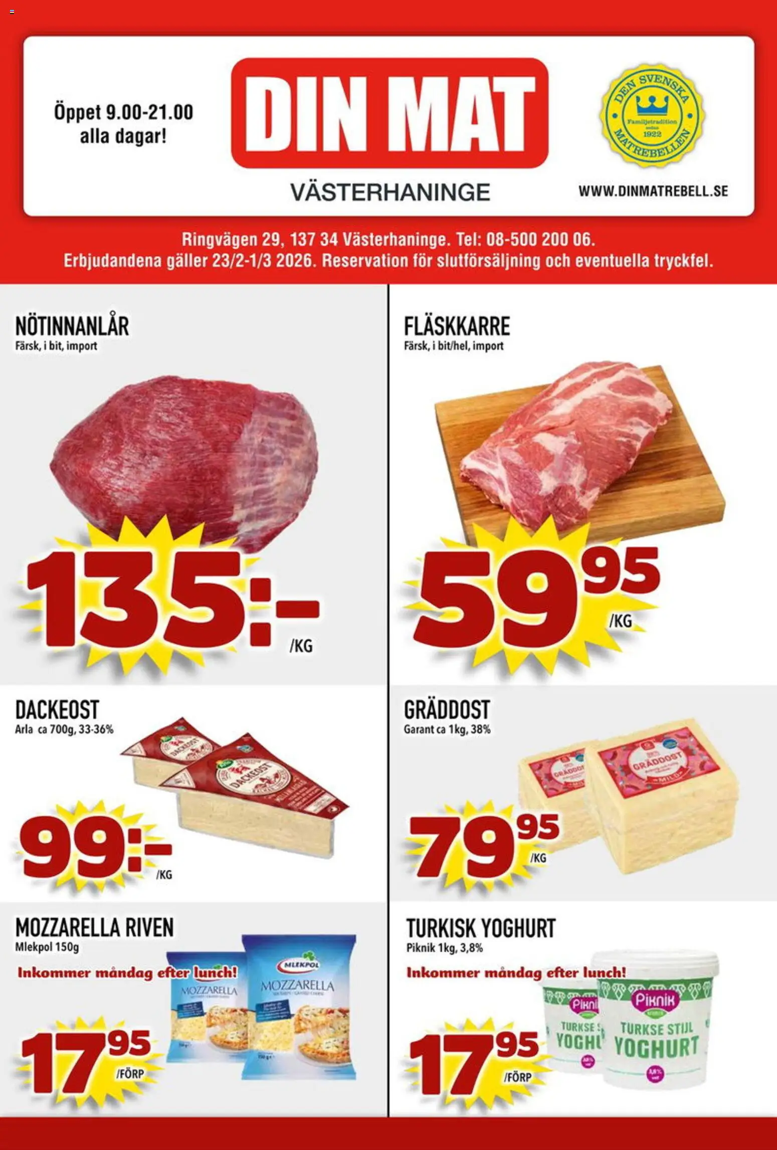 Förhandsgranska reklamblad Aktuella reklamblad Din Mat från butik Din Mat gäller från 23/02/2026