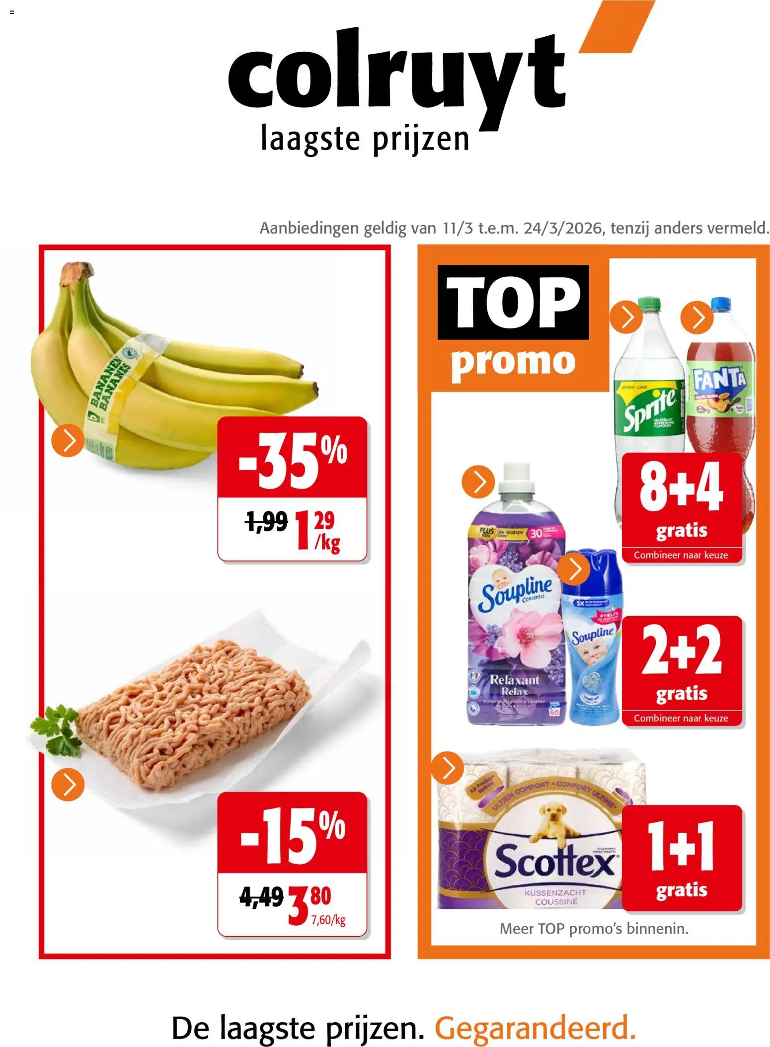 Voorbeeld van Colruyt Folder / Publicité van winkel Colruyt geldig vanaf 11/03/2026 - Parfum, Bananen, Fanta, Sprite