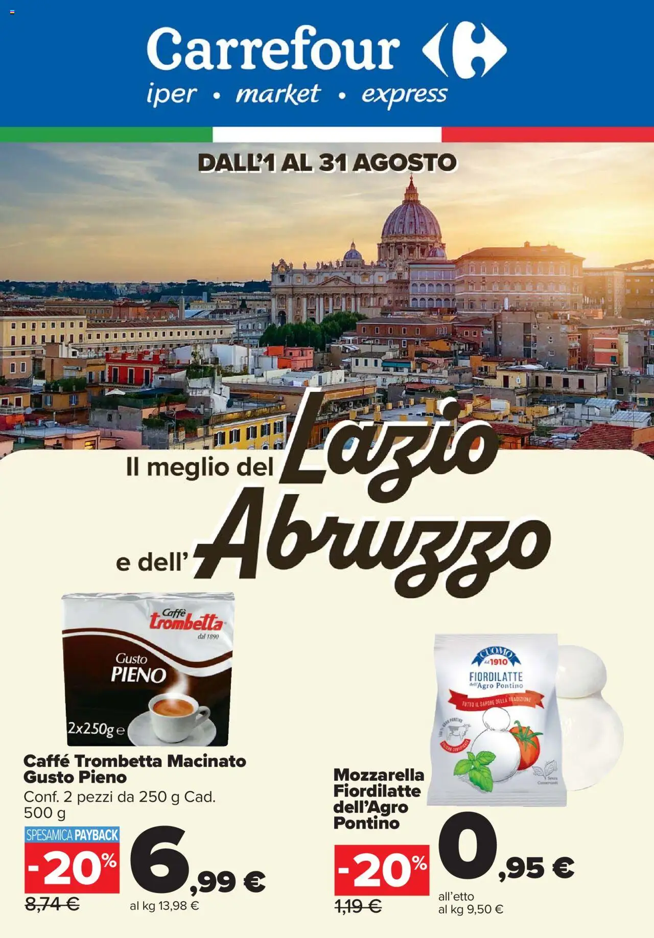 Volantino Carrefour valido da 01/08/2025 numero di pagina 1 - Caffè, Mozzarella, Macinato