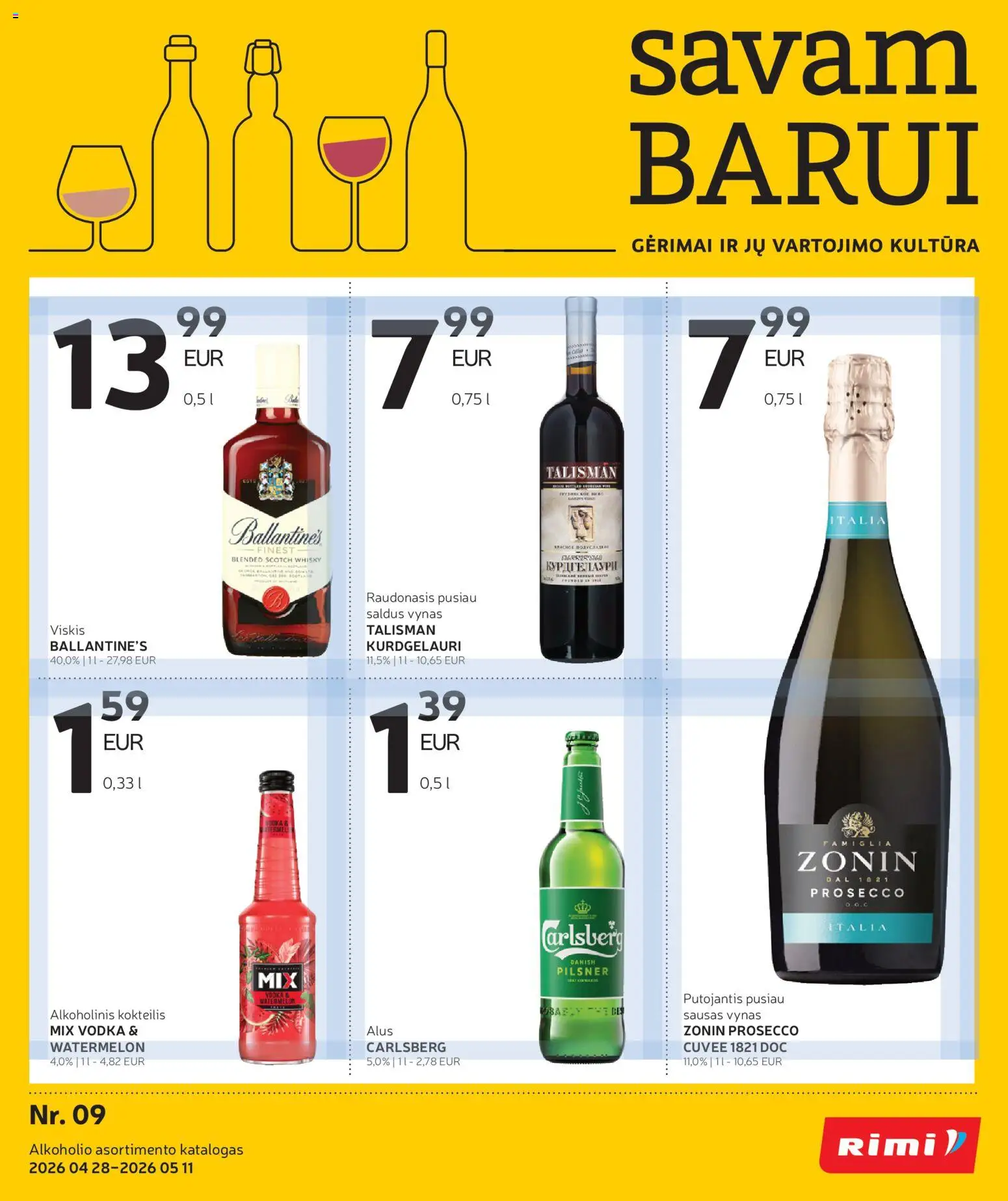 Rimi parduotuvės leidinio Rimi leidinys - Alkoholinių gėrimų galiojančio nuo 2026.04.28 peržiūra