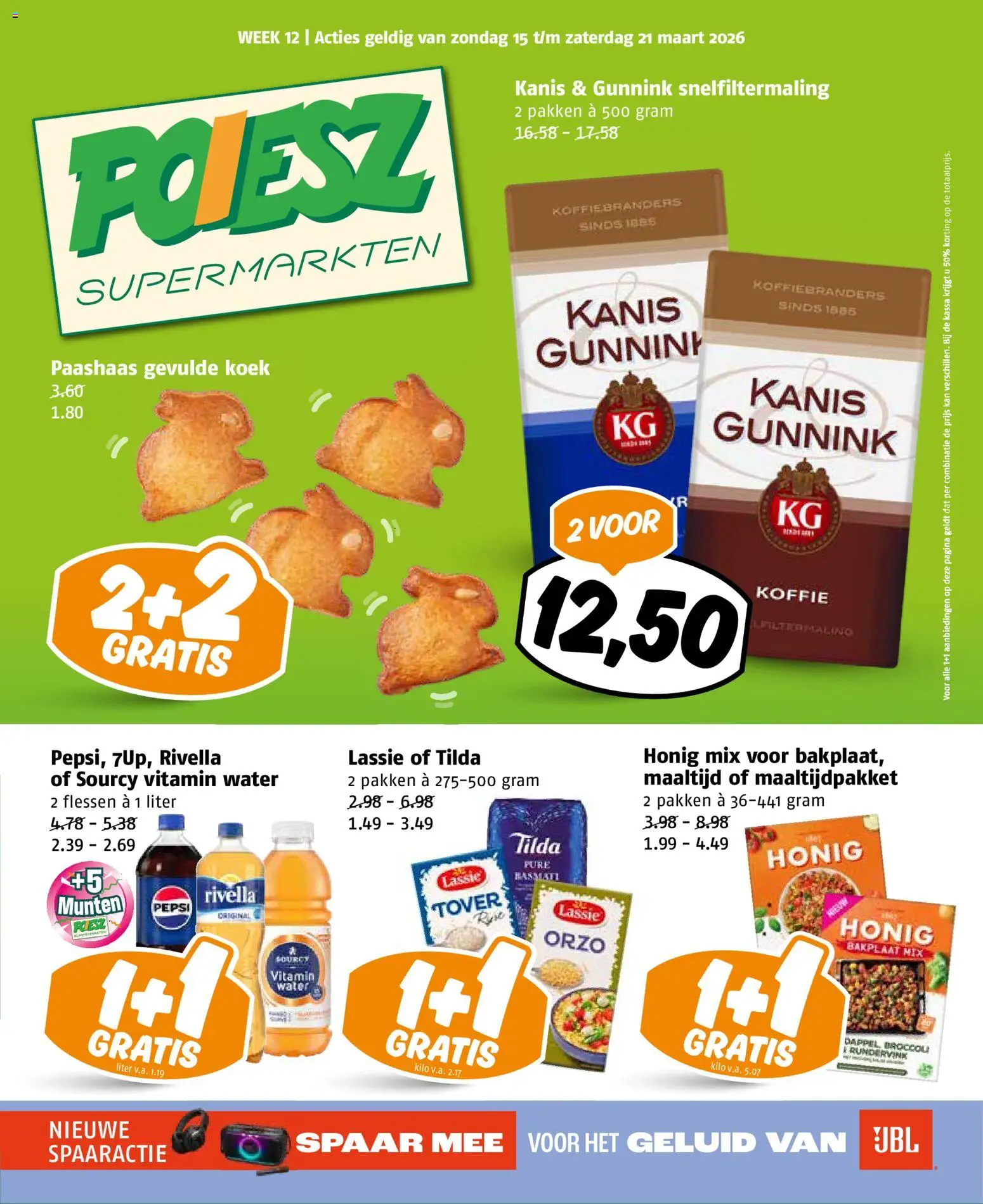 Voorbeeld van Poiesz folder van winkel Poiesz geldig vanaf 15-03-2026 - Koffie, Water, Broccoli, Kan, Geluid