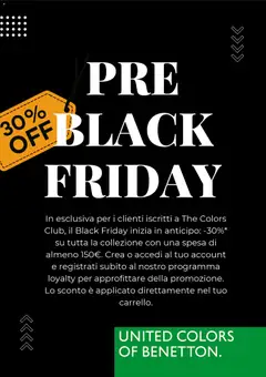 Anteprima dell'opuscolo Black Friday avviso dal negozio Benetton valido da 19/11/2025