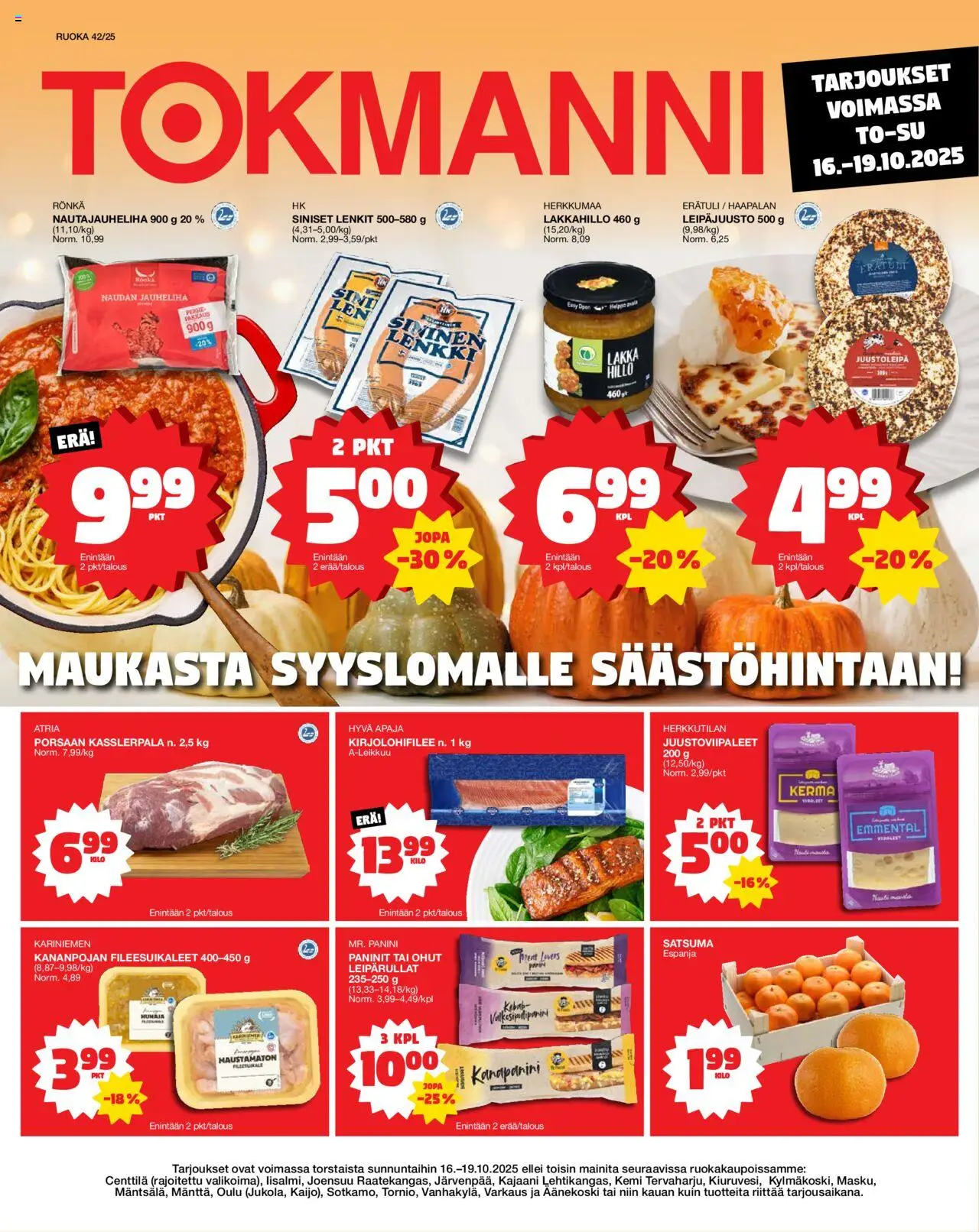 Tokmanni-kaupan Ruokatarjoukset voimassa 16/10/2025 - Sivulla 1