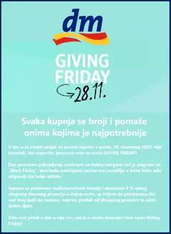 Pregled letka Giving Friday trgovine DM vrijedi od 27.11.2025