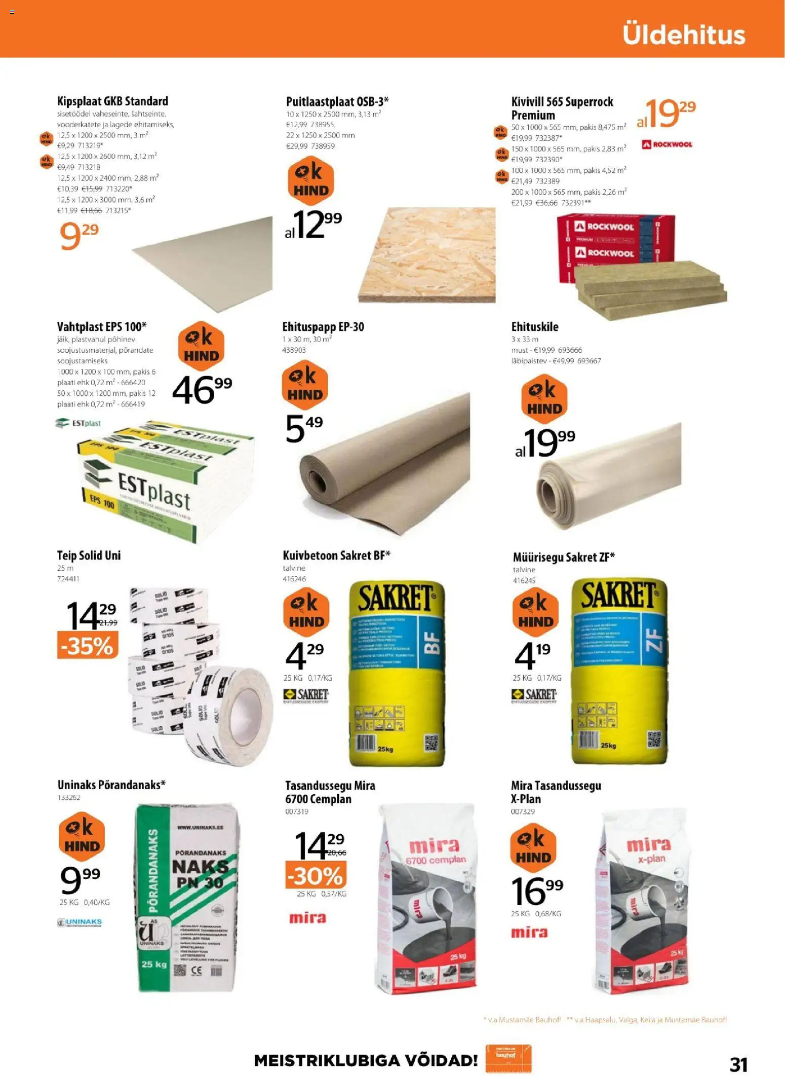 Bauhof kliendilehe eelvaade alates 2026.01.06