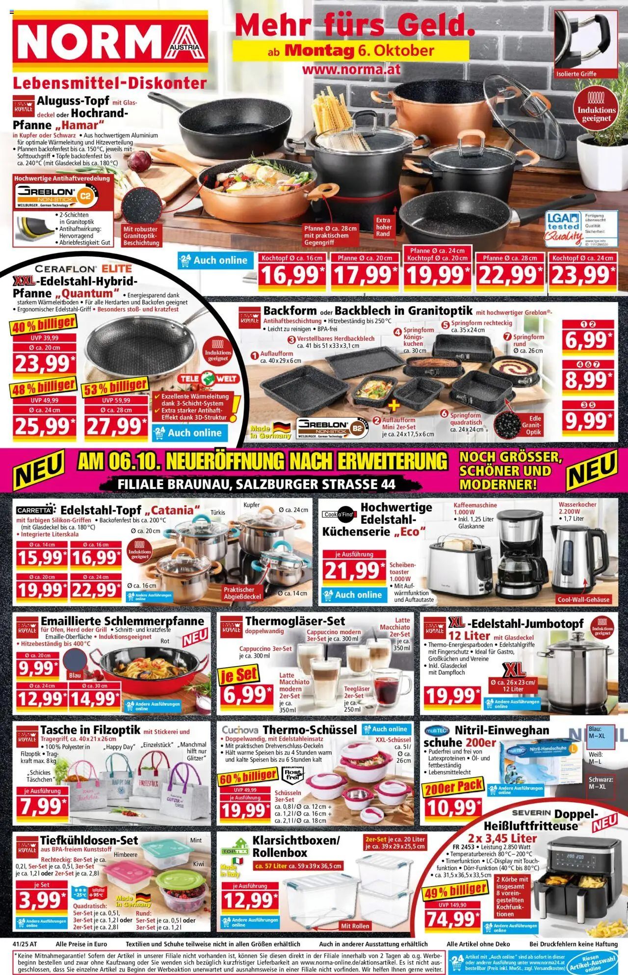  Norma Flugblatt ab (06.10.2025 - 13.10.2025) - Seite 1 - Kaffeemaschine, Himbeere, Wasserkocher, Toaster, Tasche, Herd
