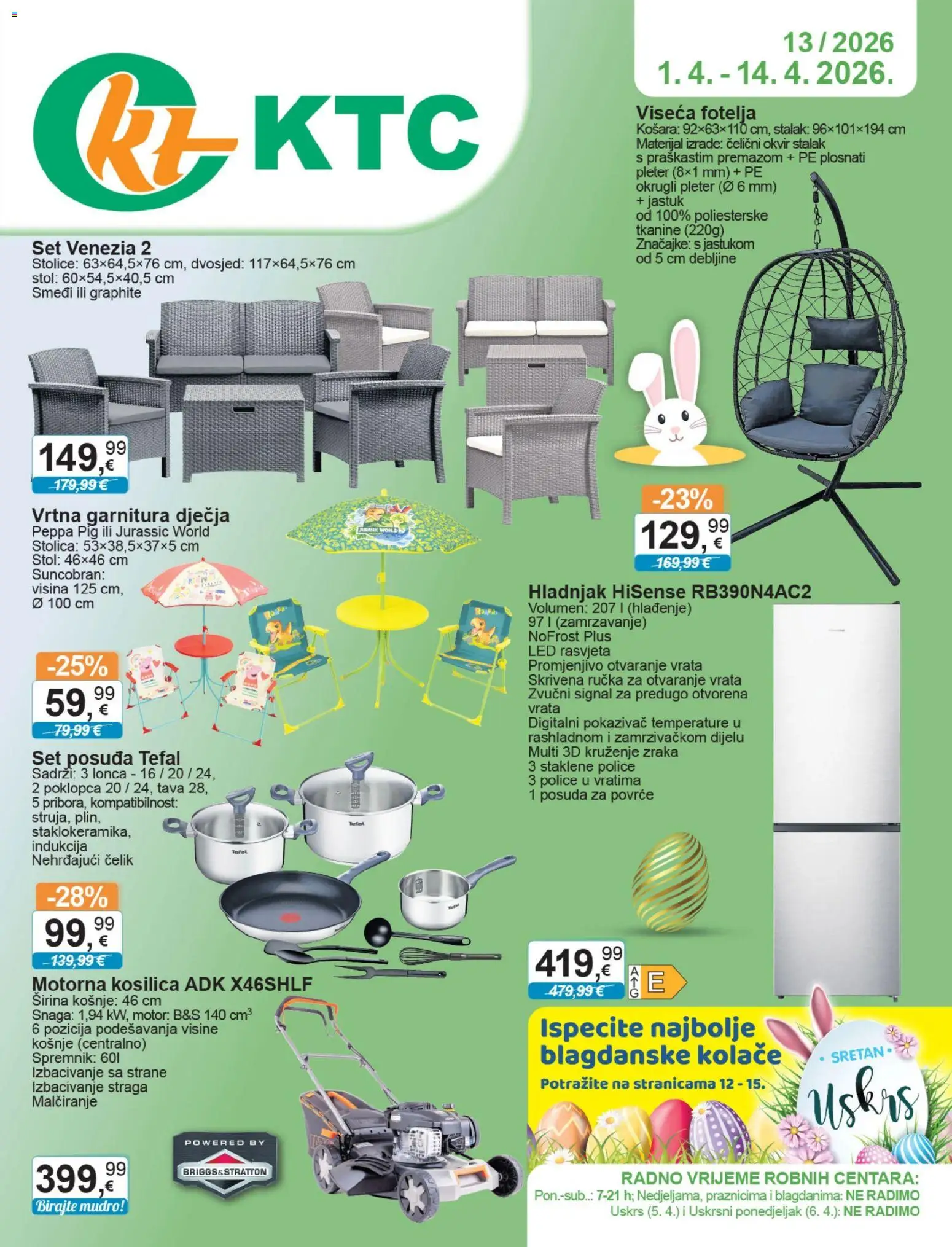 Pregled letka KTC Katalog tehnike i posuđa trgovine KTC vrijedi od 01.04.2026