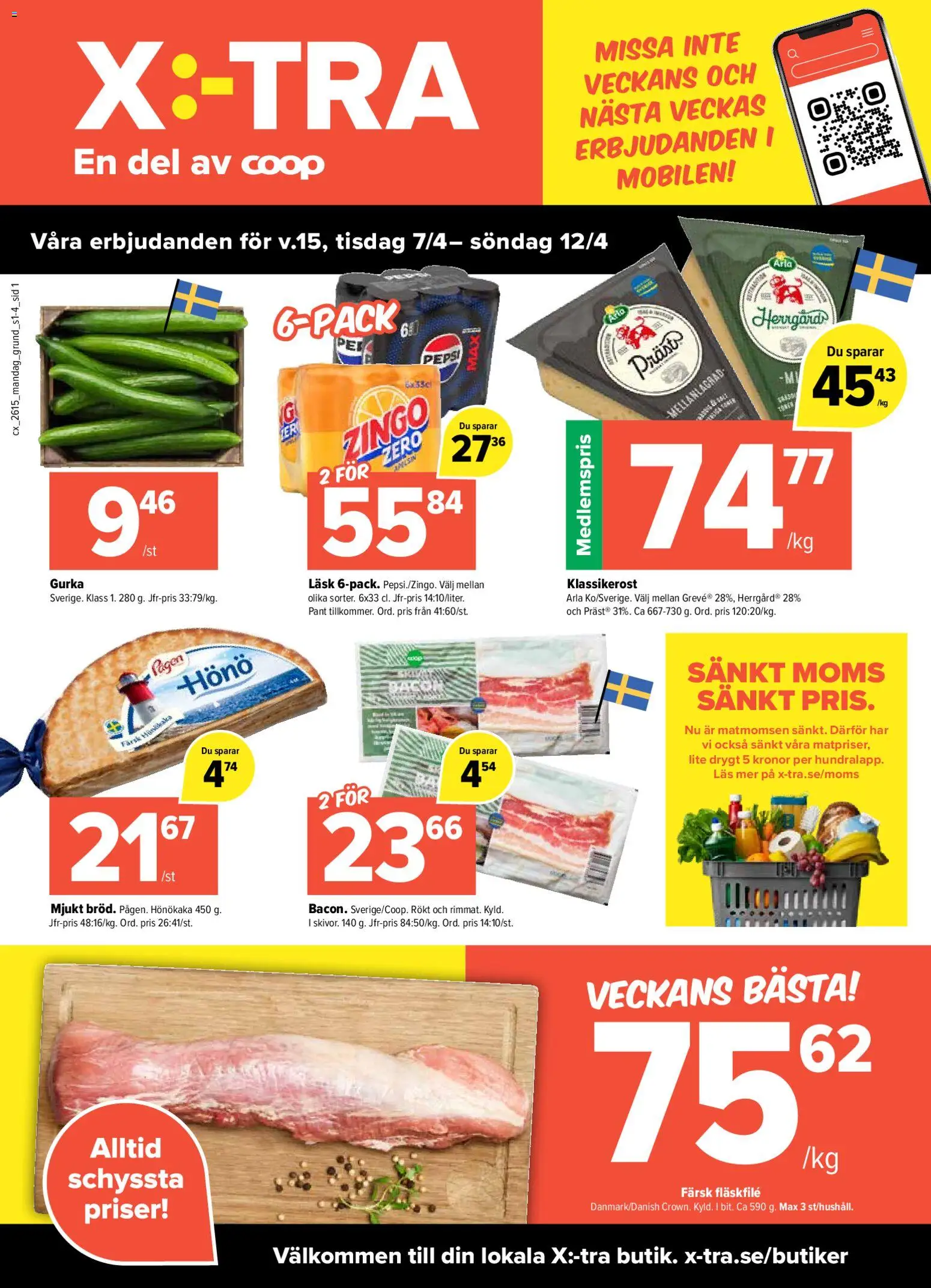 Förhandsgranska reklamblad Coop X:-TRA erbjudanden från butik Coop X:-TRA gäller från 07/04/2026