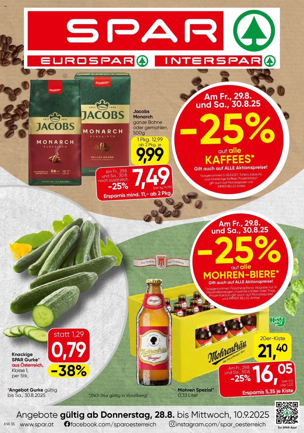 SPAR Flugblatt 28.08.2025 - Prospekt "Vorarlberg" - Seite 1