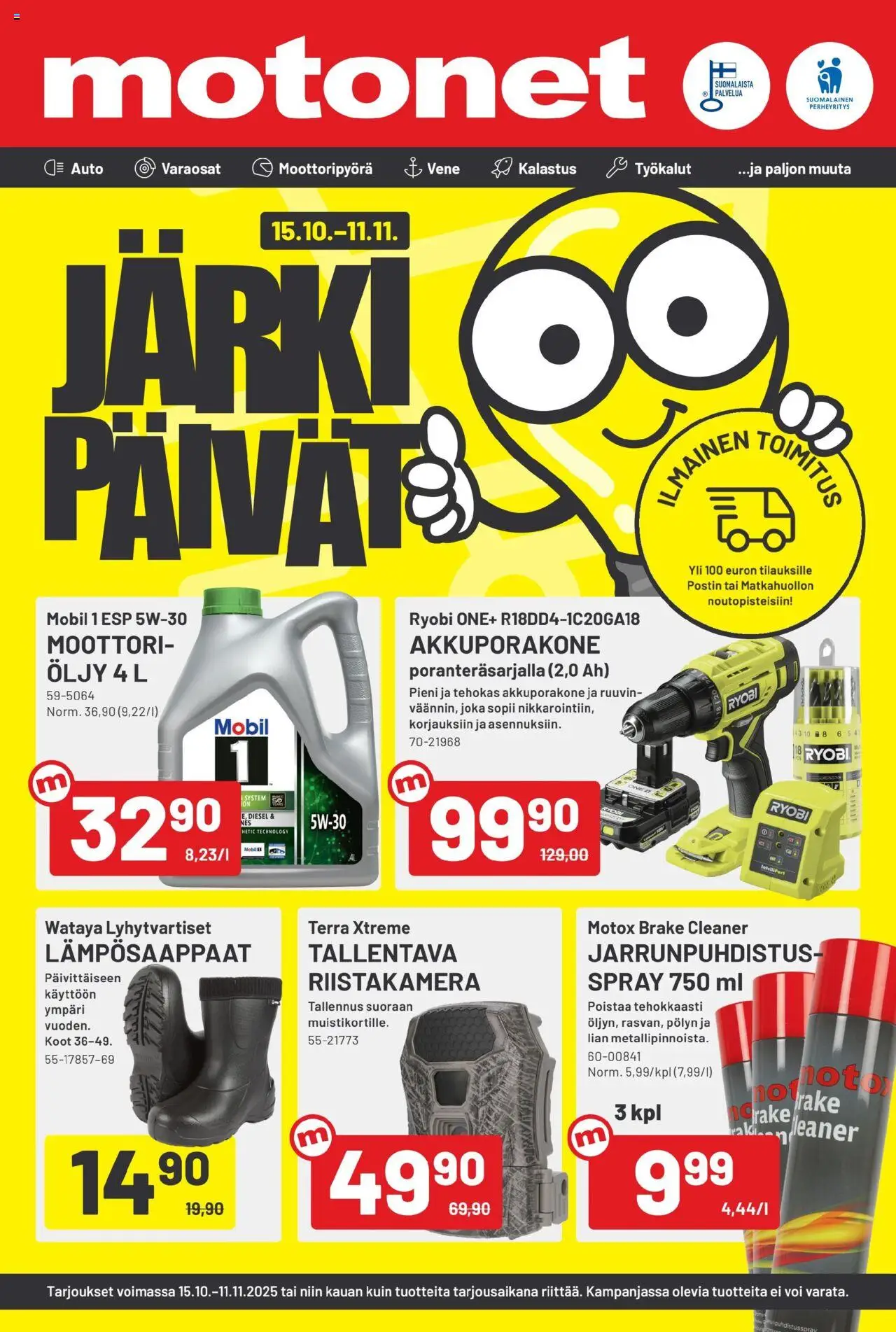 Kaupan Motonet Tarjoukset esikatselu, voimassa 15/10/2025 - Vene, Voi, Öljy