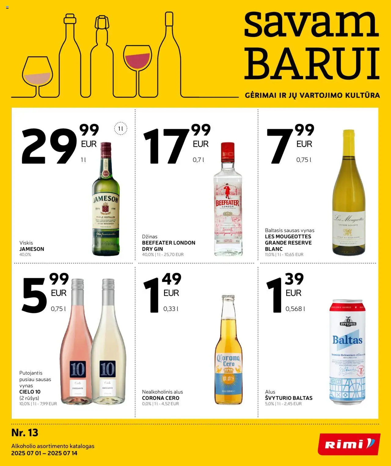 Rimi leidinys galioja nuo 2025.07.01 – puslapio numeris 1 - Alus, Viskis, Vynas, Džinas, Nealkoholinis alus