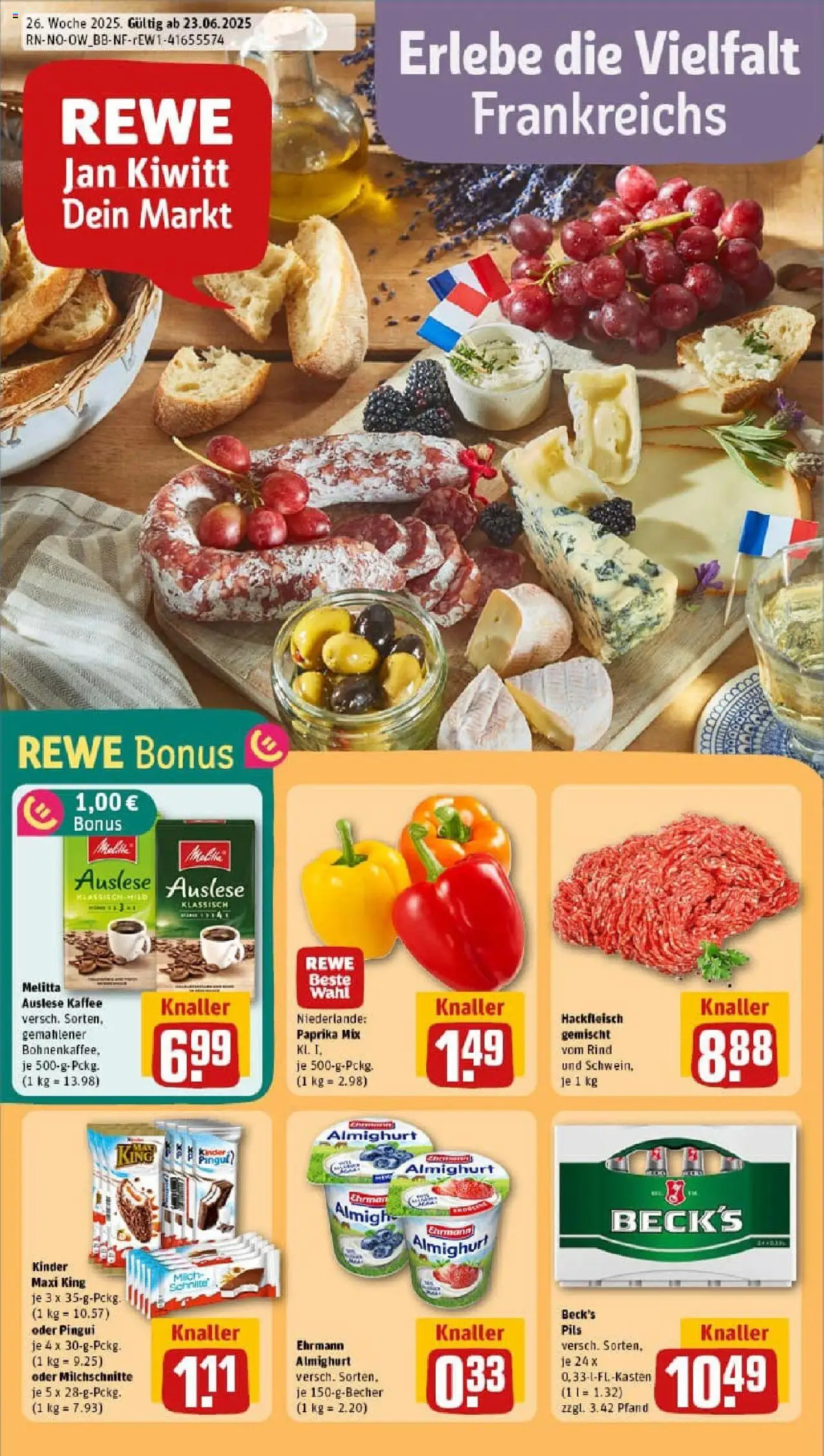 REWE Prospekt ab 22.06.2025 nächste Woche - Prospekt Detmold Heiligenkirchen - Kaffee, Hackfleisch, Paprika, Melitta, Pils, Ehrmann almighurt