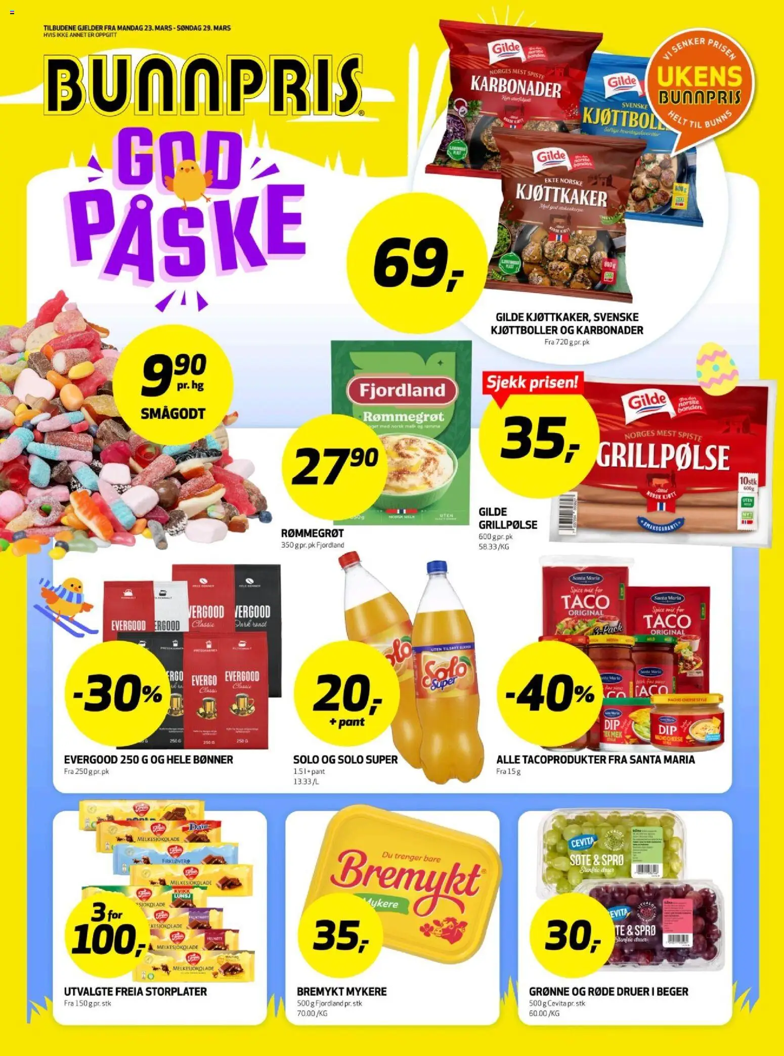 Forhåndsvis Bunnpris Kristiansund kundeavis fra butikk Bunnpris gyldig fra 23/03/2026