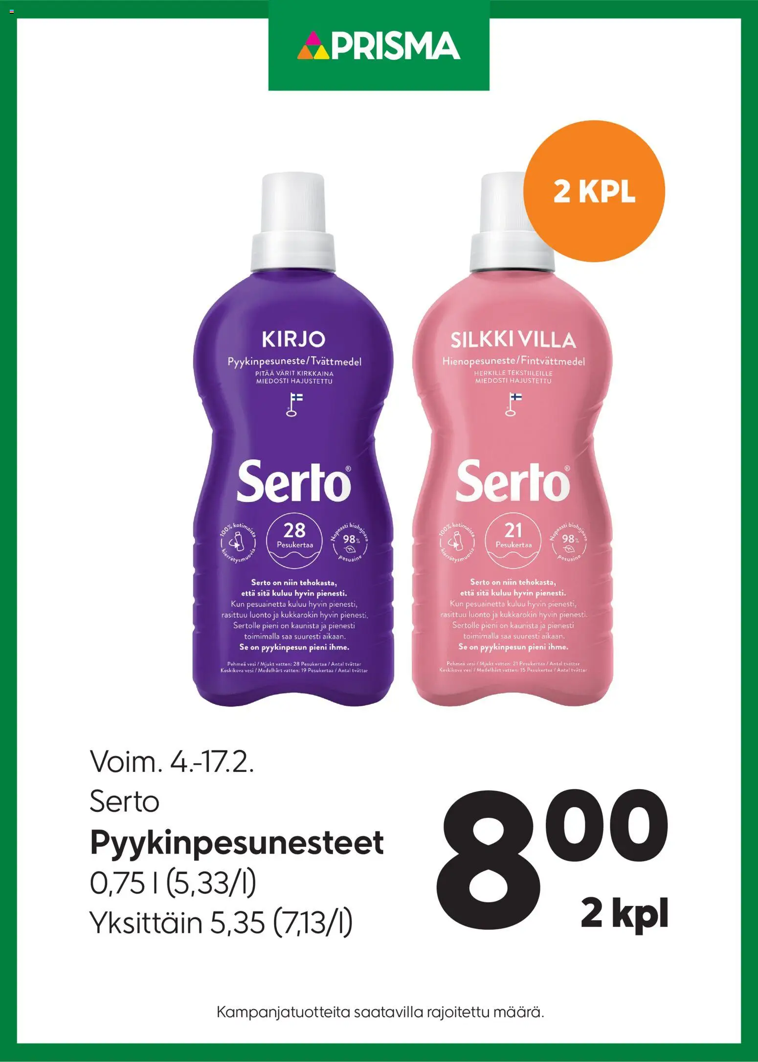 Kaupan Prisma Tarjoukset Serto esikatselu, voimassa 04/02/2026