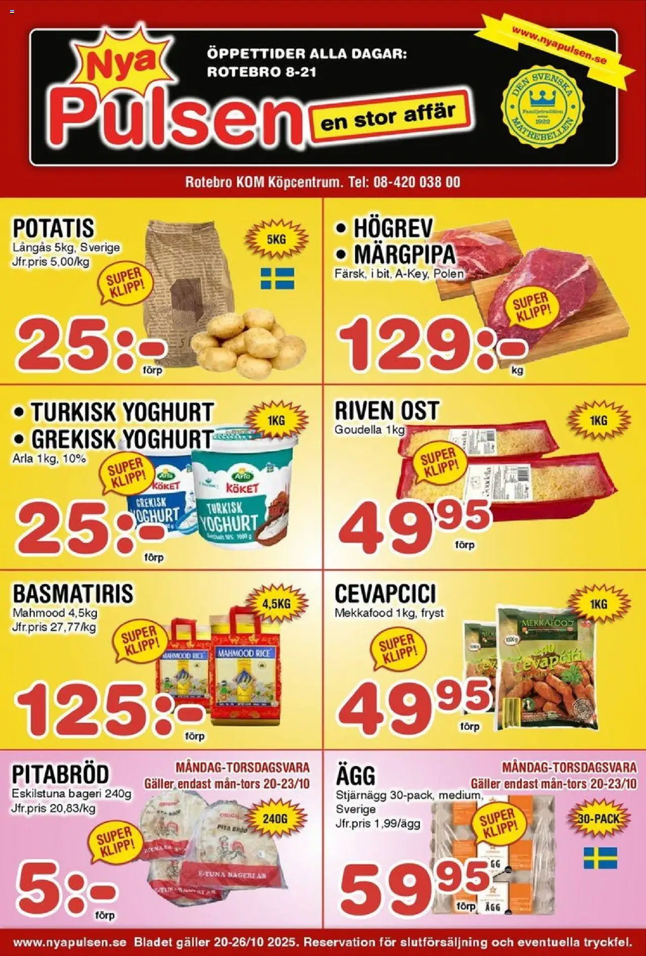 Aktuella reklamblad Nya Pulsen är giltig 20/10 2025 > Veckans Erbjudanden gäller från 20/10/2025 till 26/10/2025 sidnummer 1