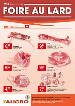 Vorschau des Merkblatts Aktionen Foire au Lard Chavannes, Matran, Genève, Sion vom Shop Aligro gültig von 05.01.2026 bis 07.02.2026