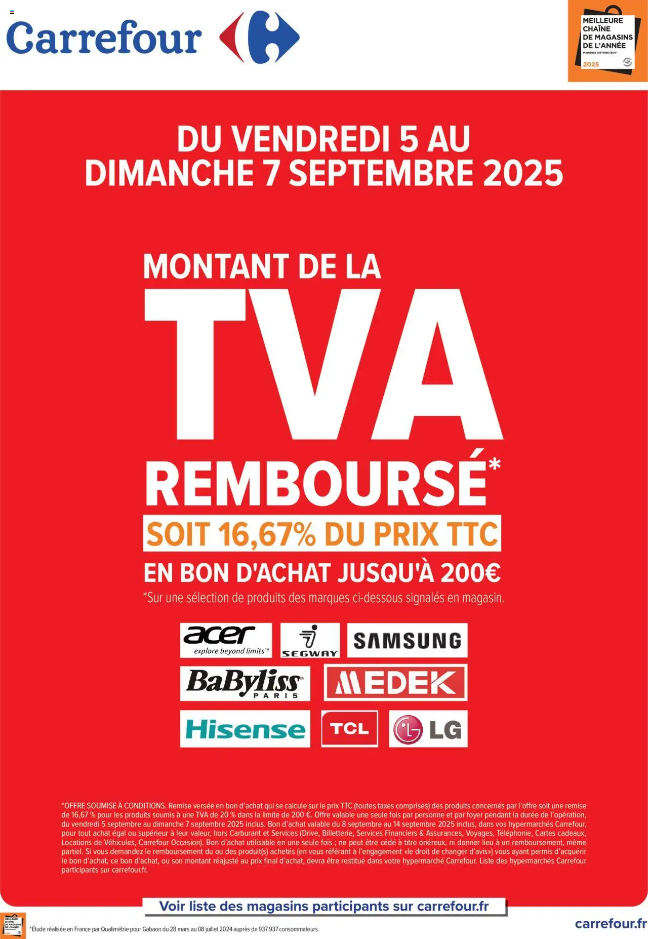 Ce week-end, TVA remboursée sur vos marques préférées de la boutique Carrefour valable du 05/09/2025 - Page numéro 1
