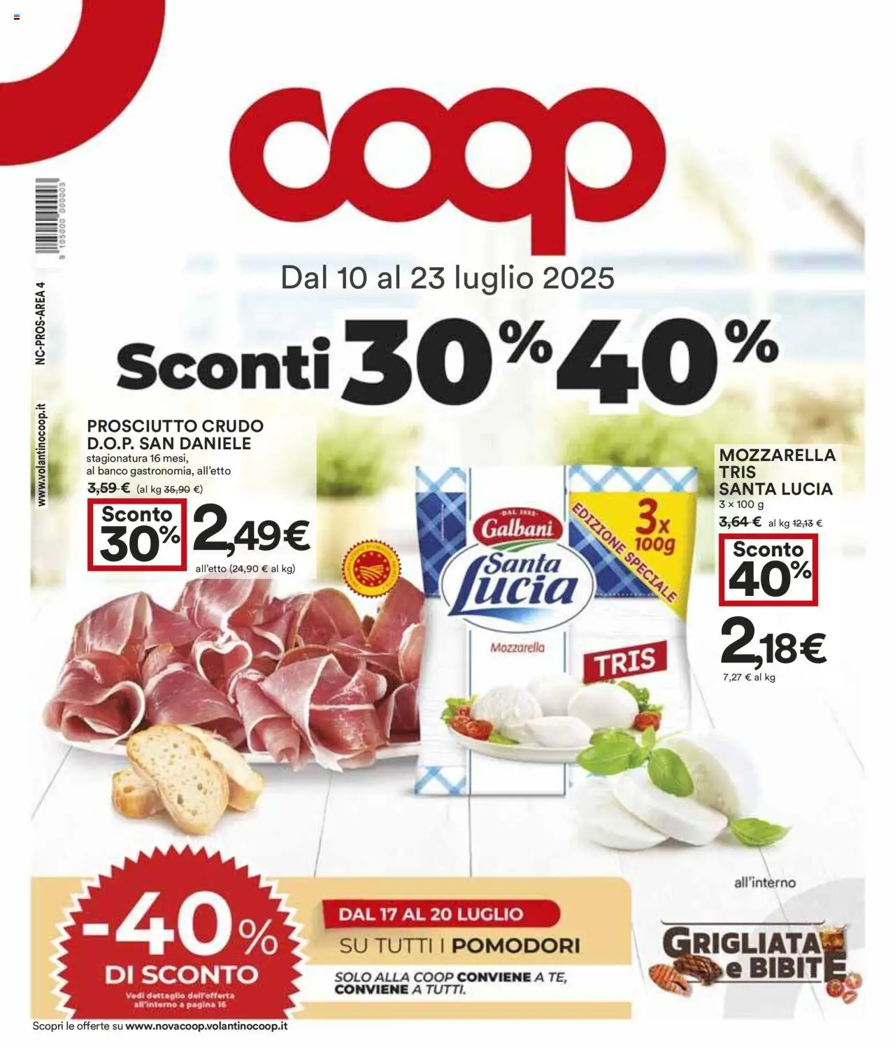 Volantino COOP valido da 10/07/2025 numero di pagina 1 - Prosciutto Crudo, Mozzarella, Prosciutto, Pomodori