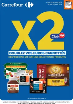 Prévisualisation de Nos promos et doublez vos euros cagnottés du magasin Carrefour formulaire valide 29/12/2025