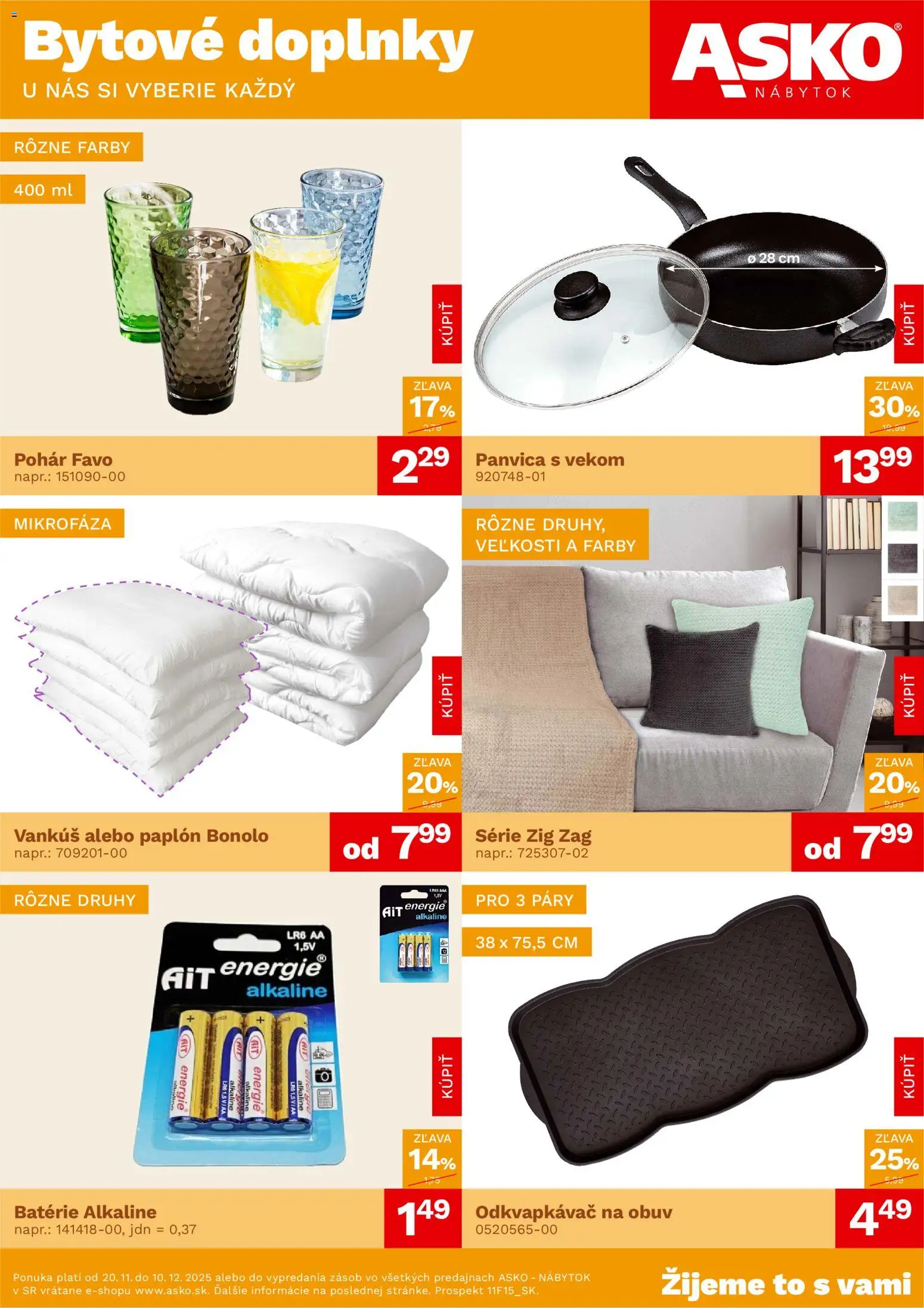 Náhľad ASKO nábytok letáku platného od 20.11.2025 - Nábytok, Vankúš, Panvica