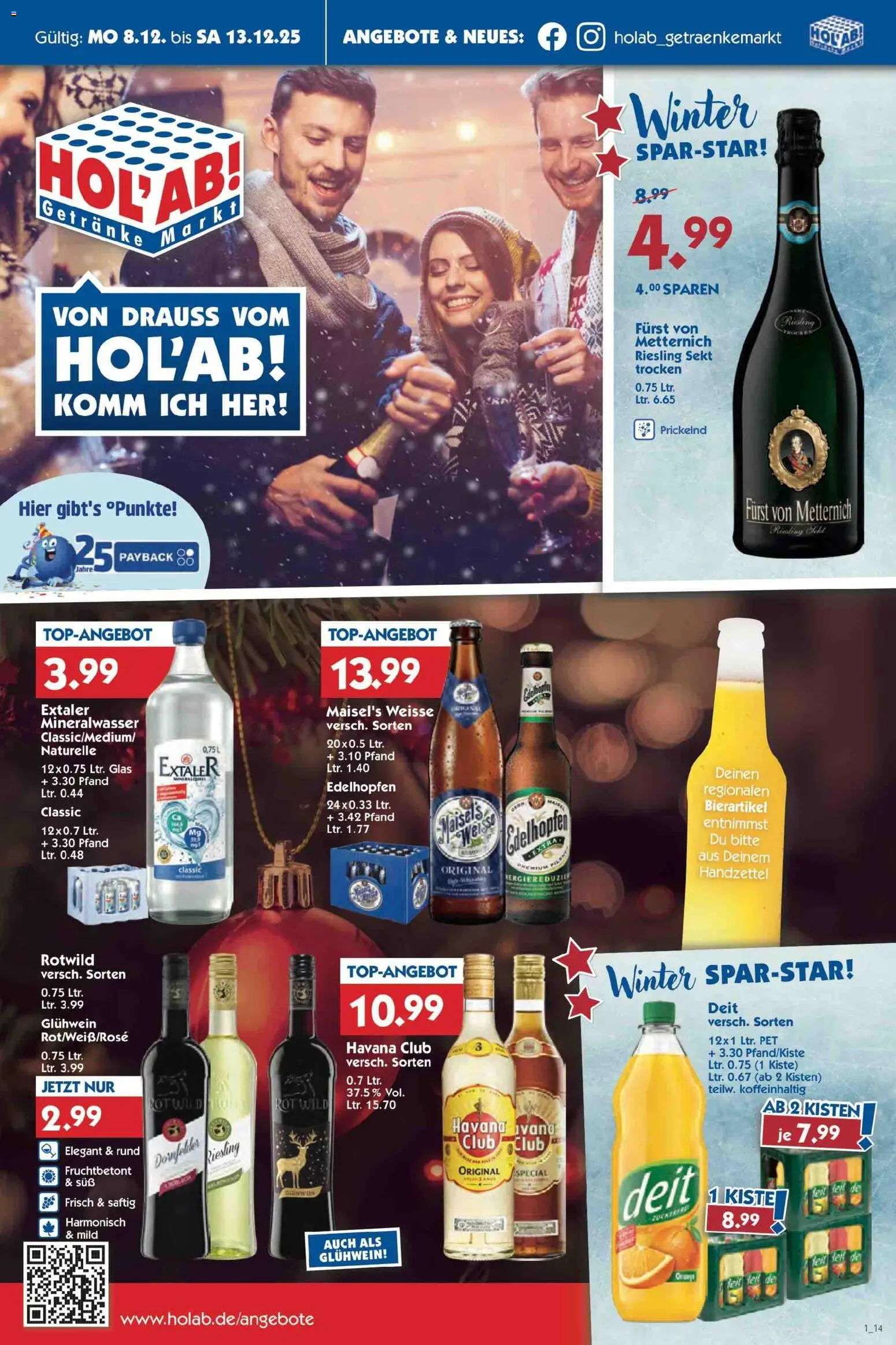 Vorschau von dem Prospekt des Geschäftes HOL’AB!, gültig ab dem 08.12.2025 - Mineralwasser, Havana club, Sekt, Furst von metternich