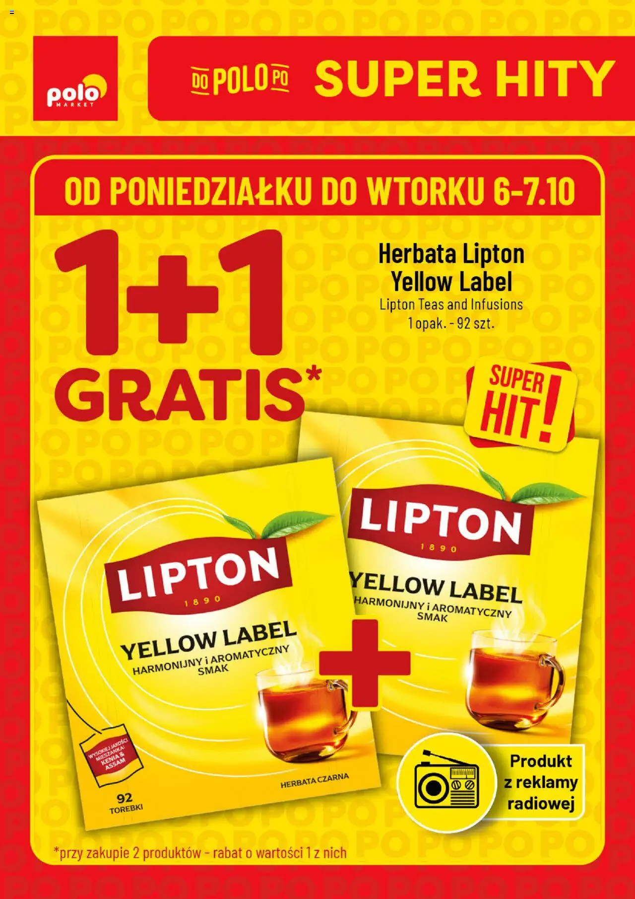 POLOmarket gazetka promocyjna (06.10.2025) - Nowa ulotka - Numer strony 1 - Herbata, Torebki, Herbata lipton, Herbata czarna