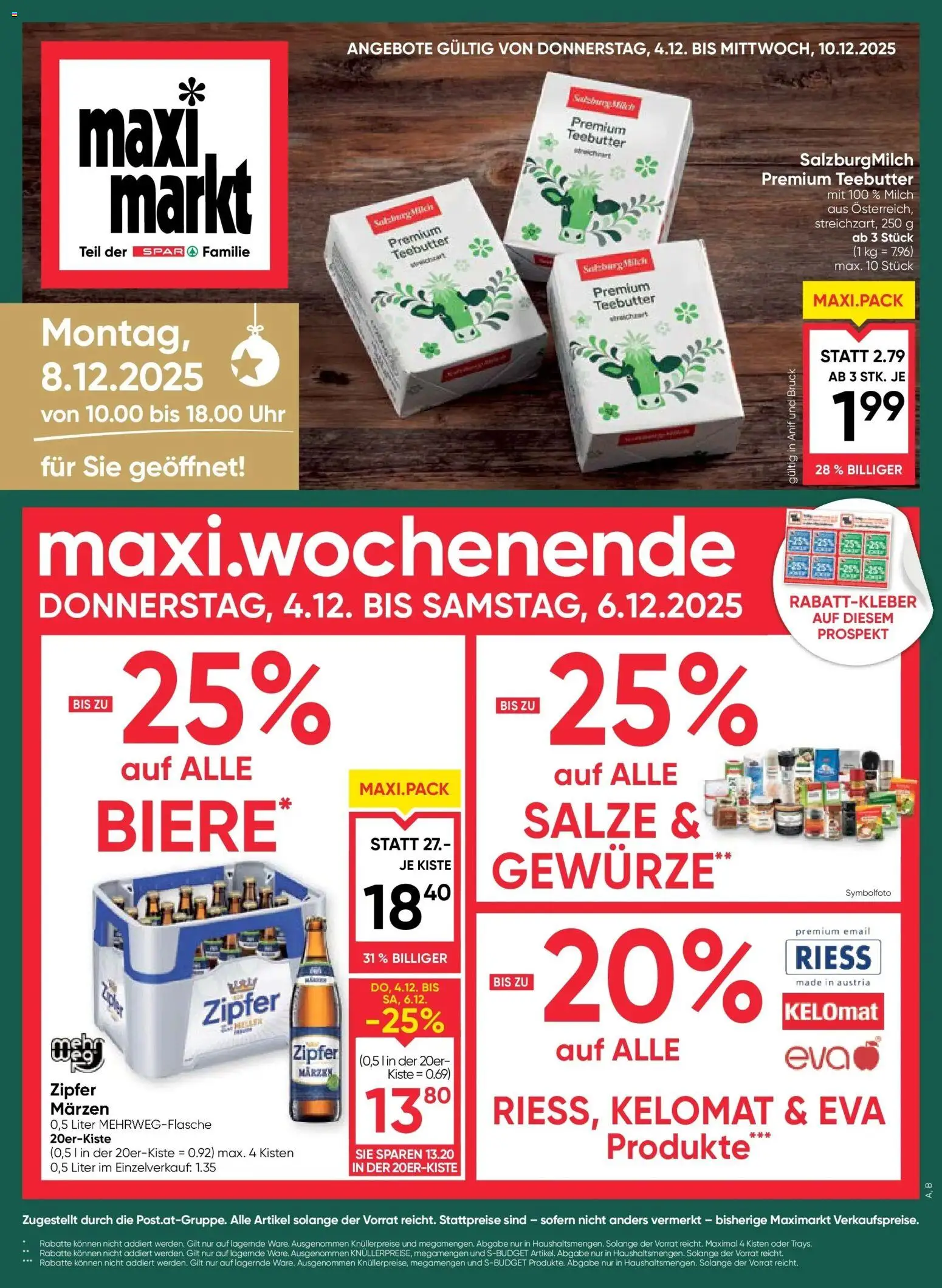 Vorschau der Angebote: Maximarkt Anif gültig ab 04.12.2025 - Uhr, Milch, Gewürze