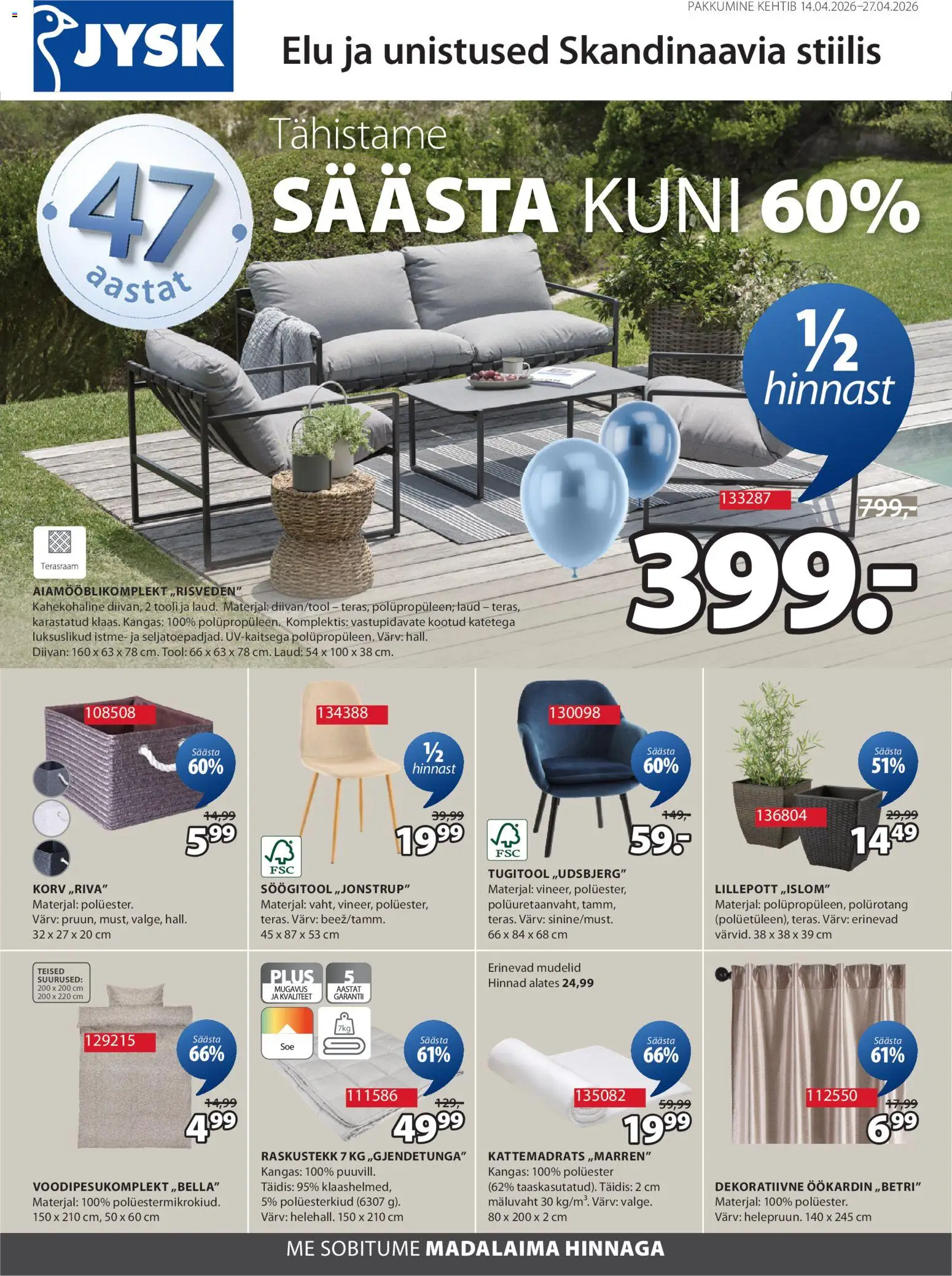 JYSK kliendilehe eelvaade alates 14.04.2026