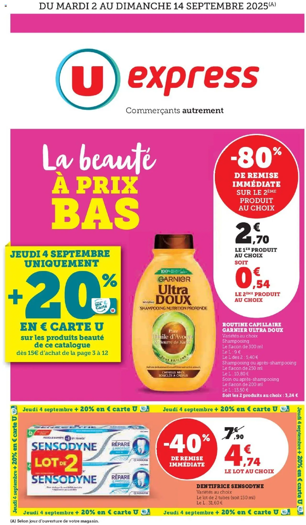 La beauté à prix bas de la boutique U Express valable du 02/09/2025 - Page numéro 1